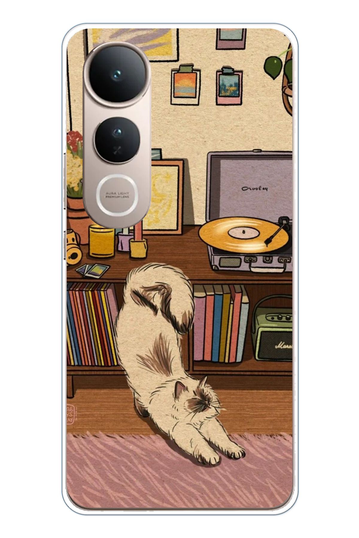 TechTree Vivo V50 Lite Uyumlu Nostaljik Köpek Tasarımlı Şeffaf Silikon Kılıf