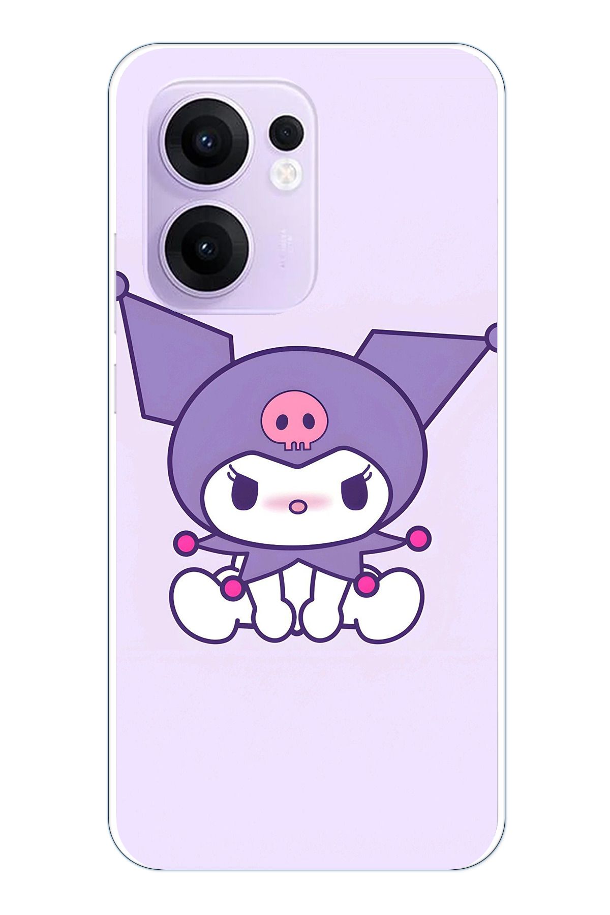 TechTree OPPO Reno 13F Uyumlu Oturan Kuromi Tasarımlı Şeffaf Silikon Kılıf