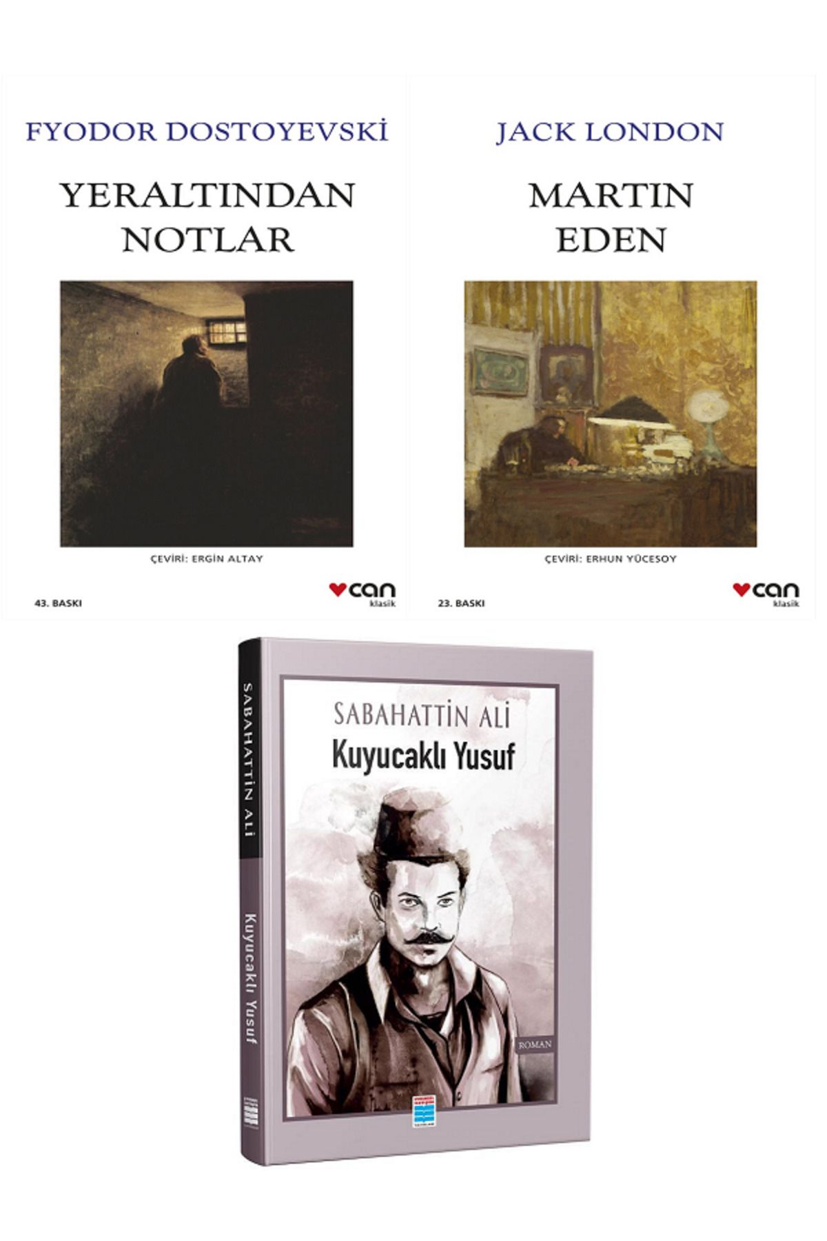Evrensel İletişim Yayınları Yeraltından Notlar + Martın Eden + Evrensel Kuyucaklı Yusuf / 3 KİTAP SET