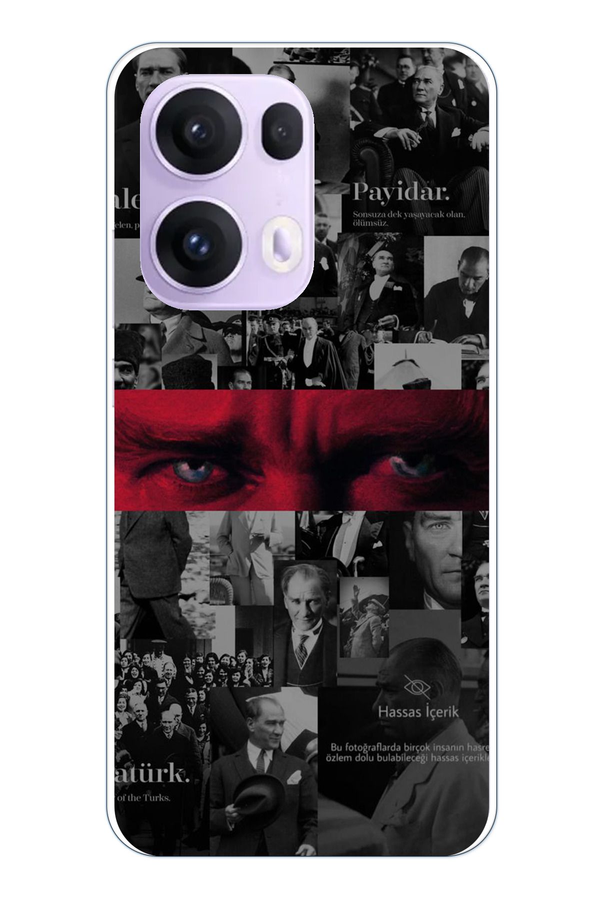 TechTree OPPO Reno 13 PRO Uyumlu Atatürk Gözler Tasarım Şeffaf Silikon Kılıf