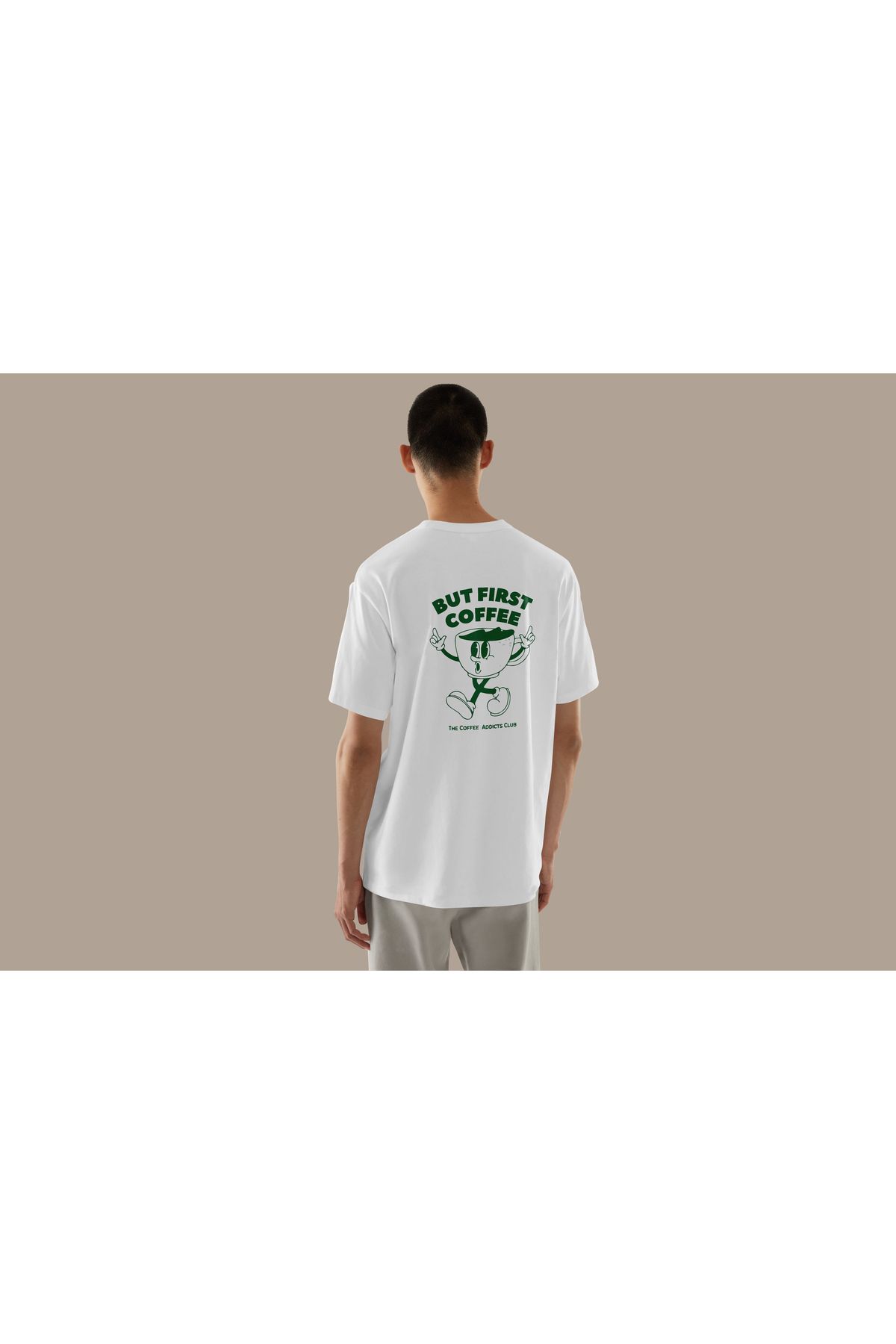 YEACHY Unisex Sırt Ve Ön Kahve Baskılı T-Shirt