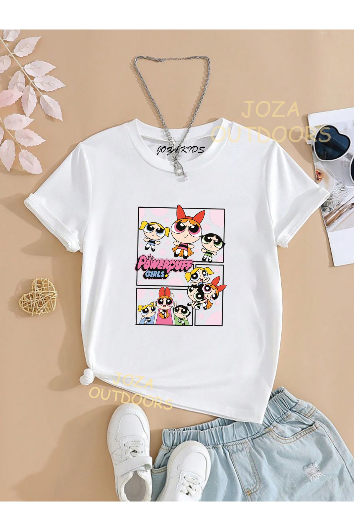 Joza Outdoors Unisex Kız Ve Erkek Powerpuff Girls Tasarım Baskılı Renkli Çocuk Tekli T-shirt