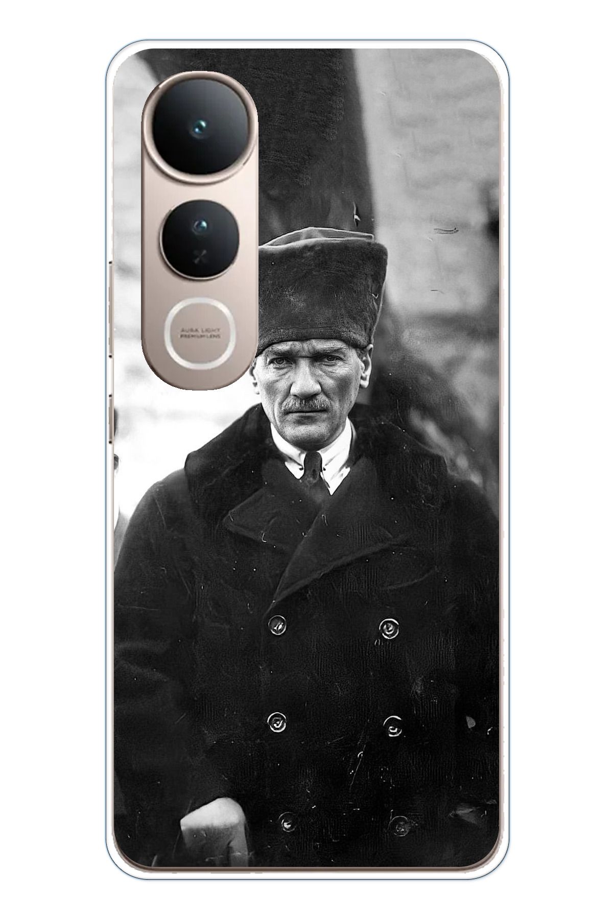 TechTree Vivo V50 Lite Uyumlu Mustafa Kemal Atatürk Portre Şeffaf Silikon Kılıf