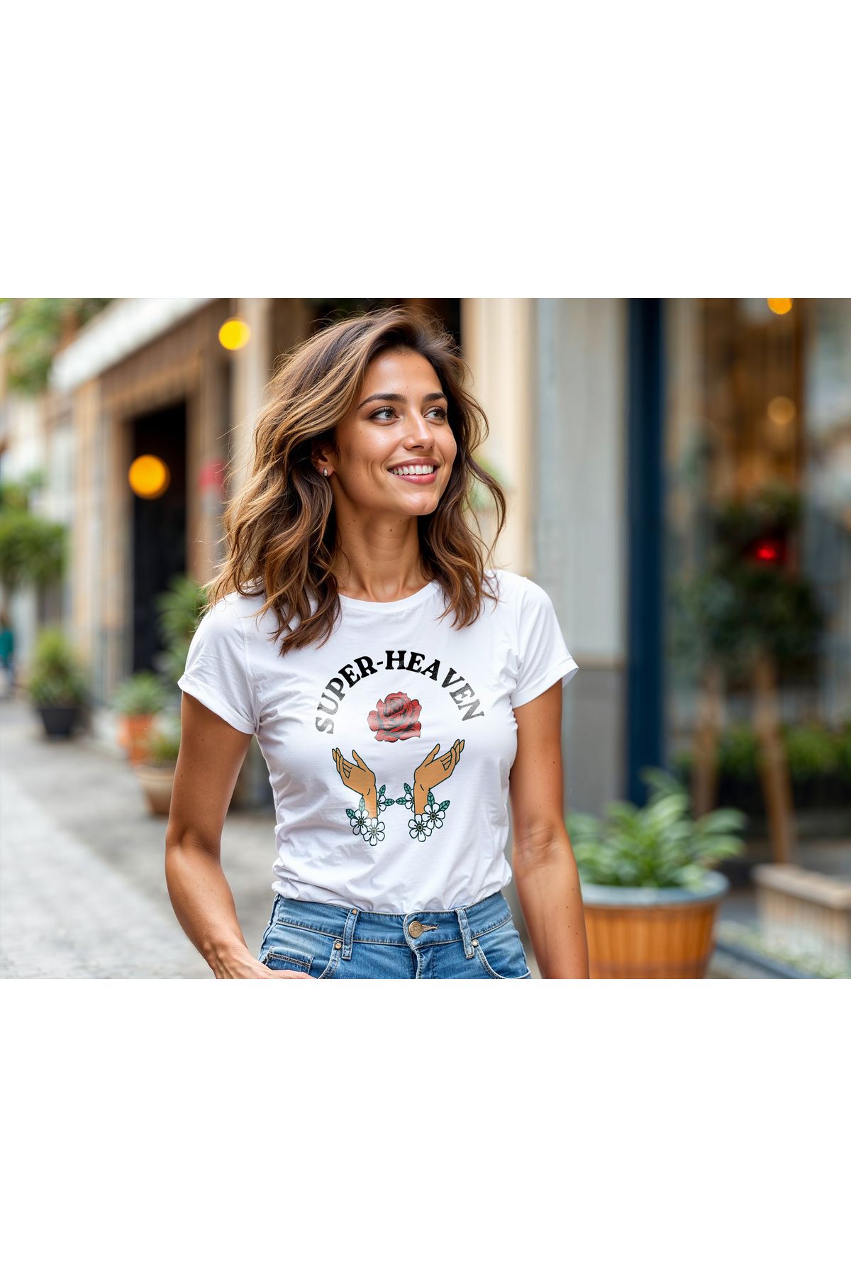 Superheaven Beyaz Oversize Tişört