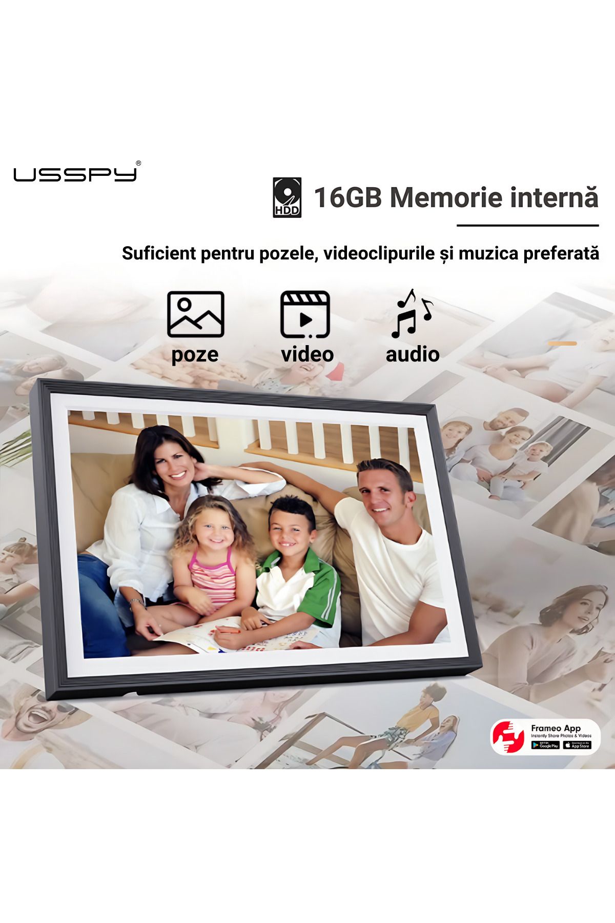 ARMY STORE-WIFI digital photo frame, 10.1 inch HD IPS Touchscreen, 16GB internal memory, Frameo app 3
