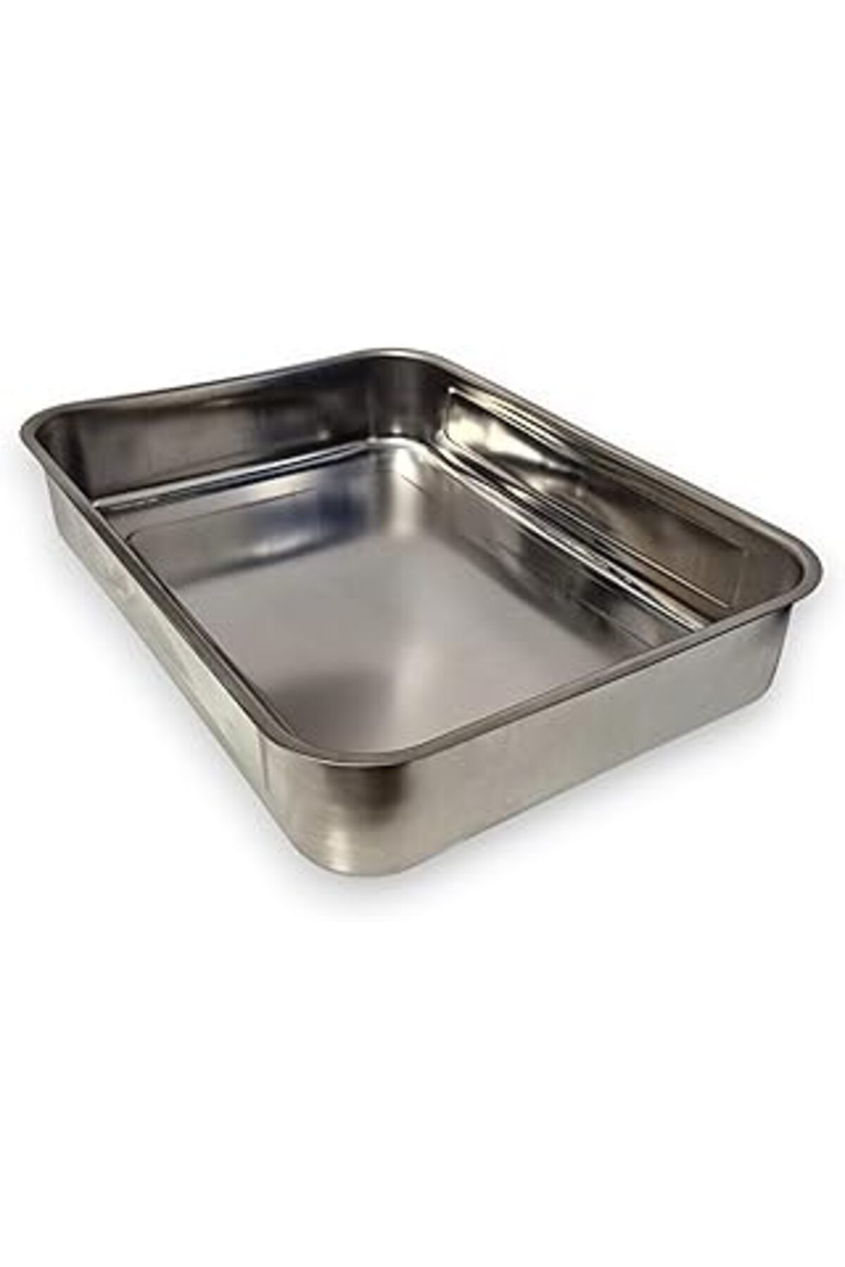 Mu Art Ahşap Paslanmaz Çelik Çok Amaçlı Dikdörtgen Büyük Metal Tava Yoğurt Fırın Tepsisi (36,5 X 26,5 X 6,5 Cm,
