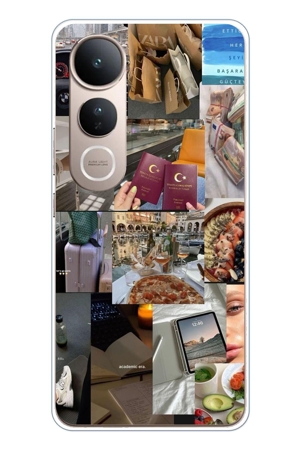 TechTree Vivo V50 Lite Uyumlu Yeni Vision Board Hayal Panosu Tasarımlı Şeffaf Silikon Kılıf
