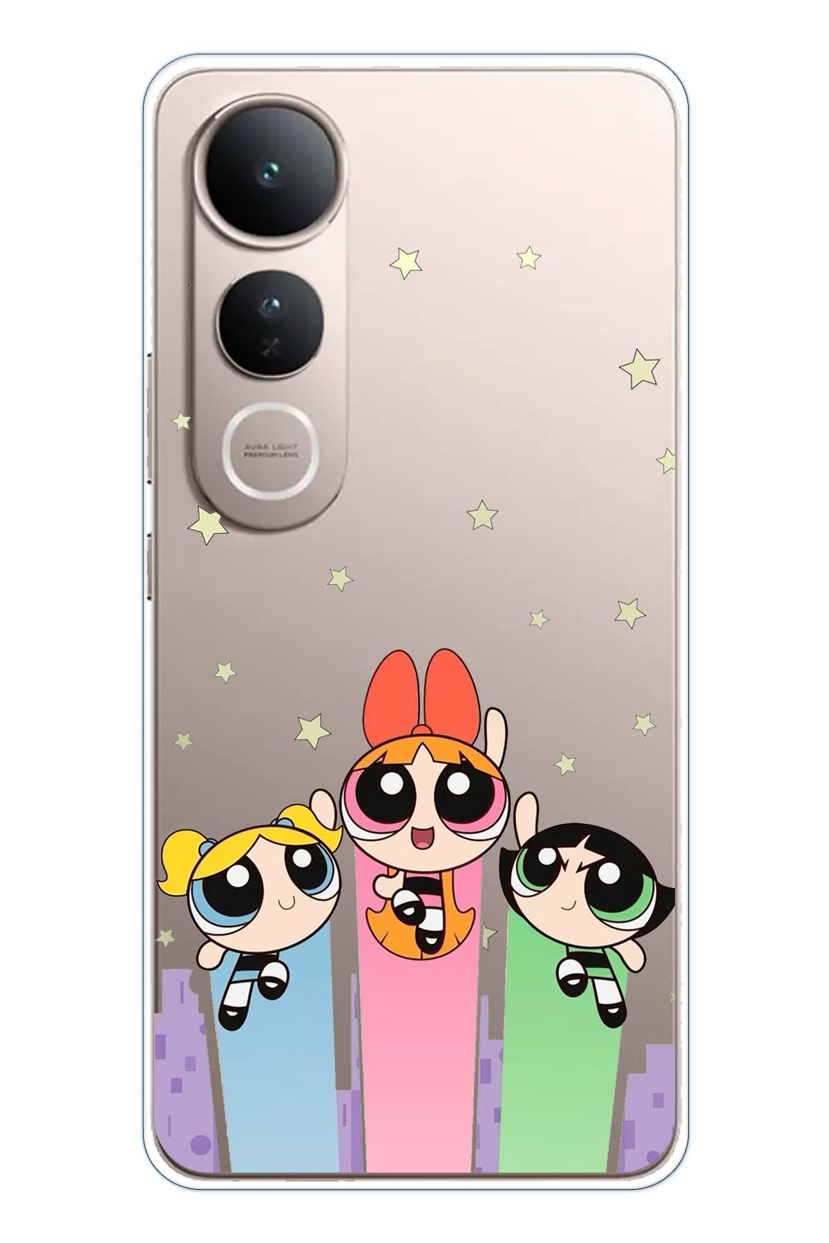 TechTree Vivo V50 Lite Uyumlu Powerpuff Girls Tasarımlı Şeffaf Silikon Kılıf