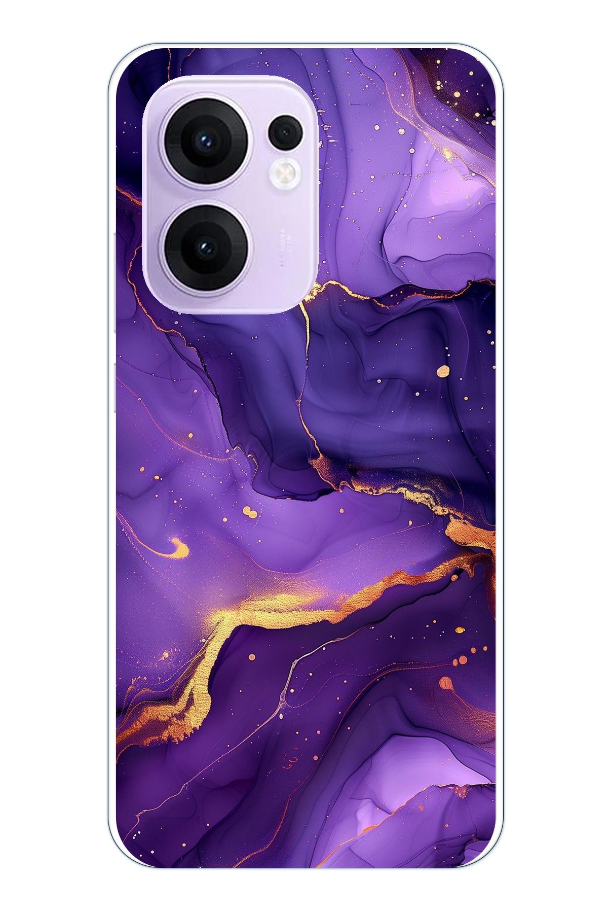 TechTree OPPO Reno 13F Uyumlu Ametist Taşı Mor Mermer Şeffaf Silikon Kılıf