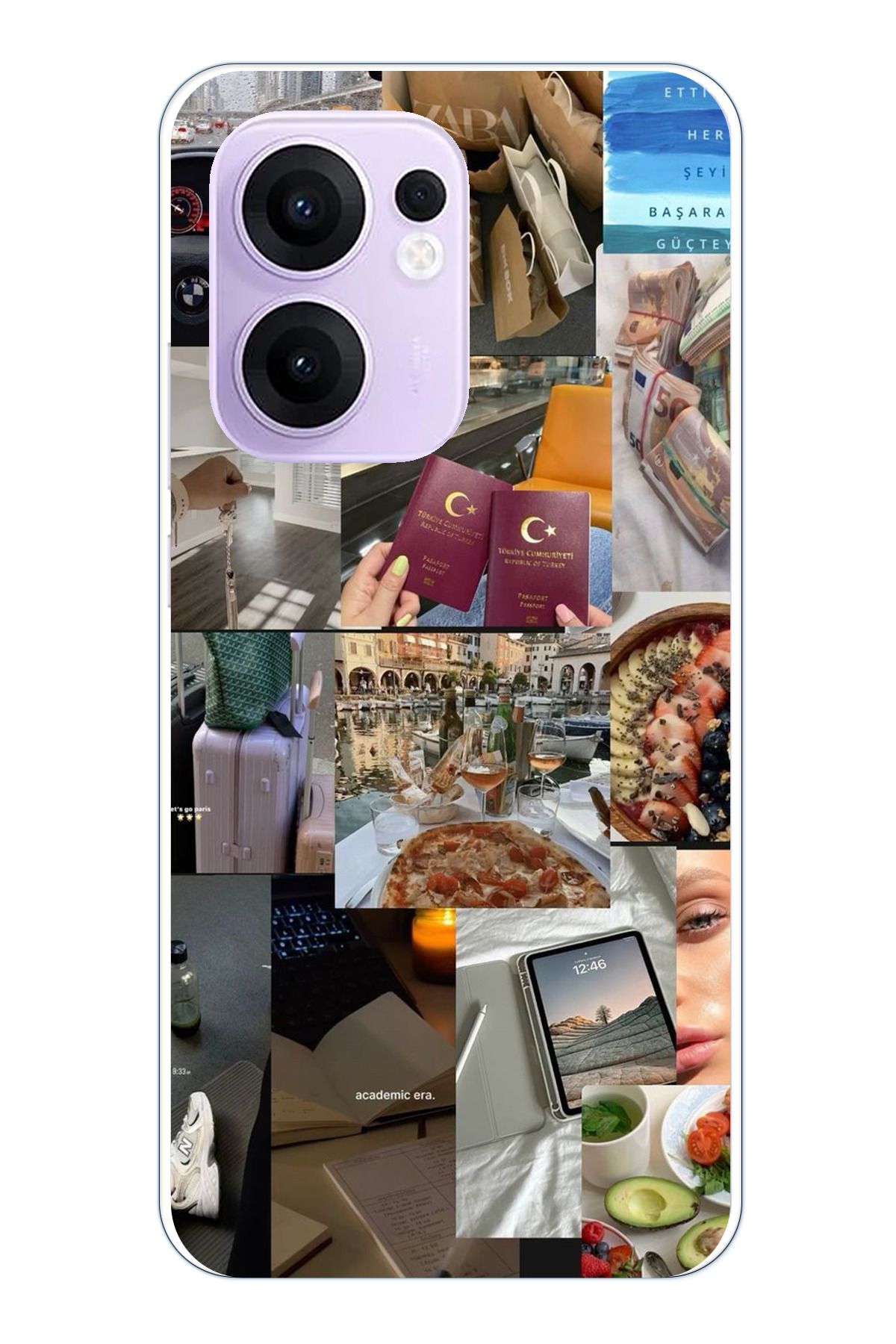 TechTree OPPO Reno 13F Uyumlu Yeni Vision Board Hayal Panosu Tasarımlı Şeffaf Silikon Kılıf