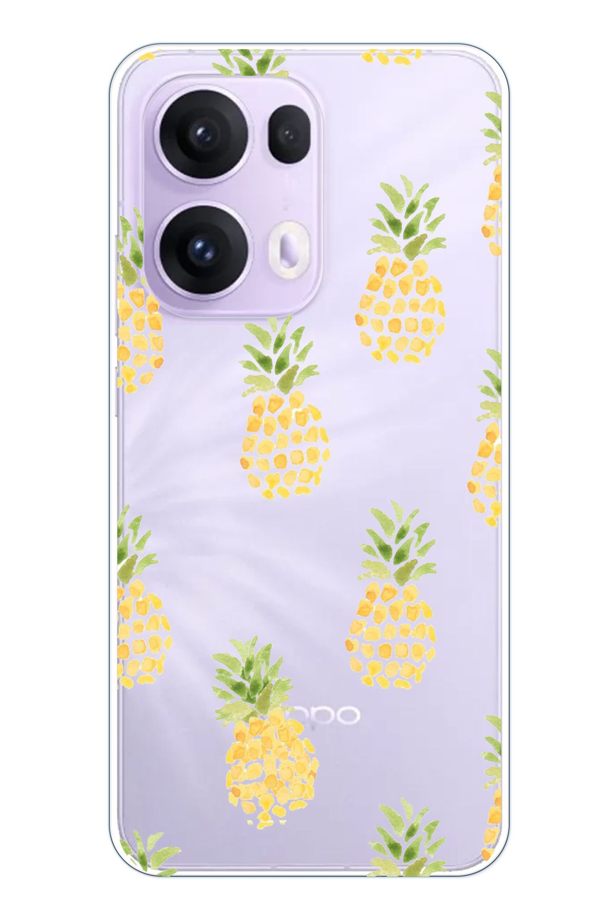 TechTree OPPO Reno 13 PRO Uyumlu Ananas Tasarımlı Şeffaf Silikon Kılıf