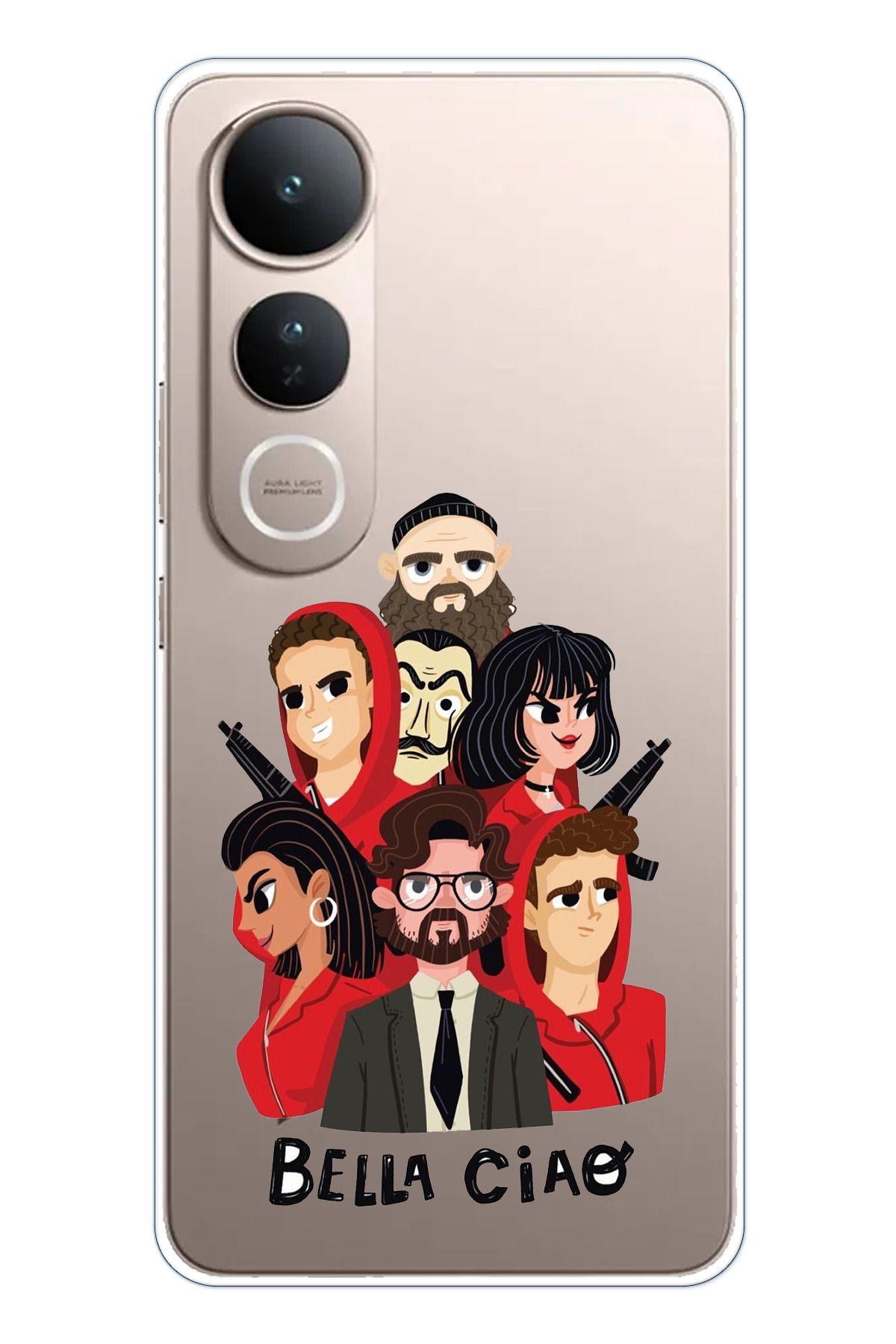TechTree Vivo V50 Lite Uyumlu Bella Ciao Tasarımlı Şeffaf Silikon Kılıf