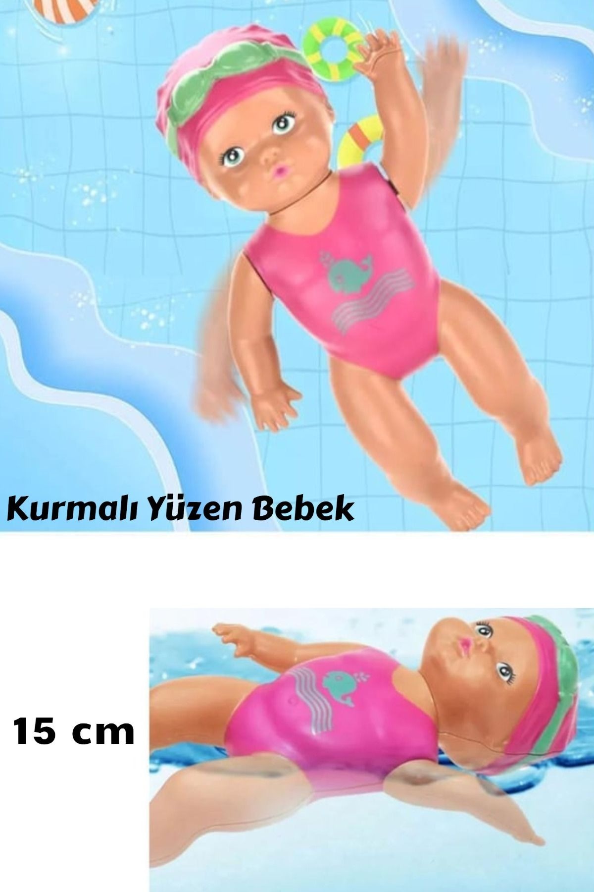 Genel Markalar Pembe suyla yüzen eğitici bebek, kurmalı, 15 cm, çocuklar için ideal oyuncak fotoğrafı 3 (önizleme)