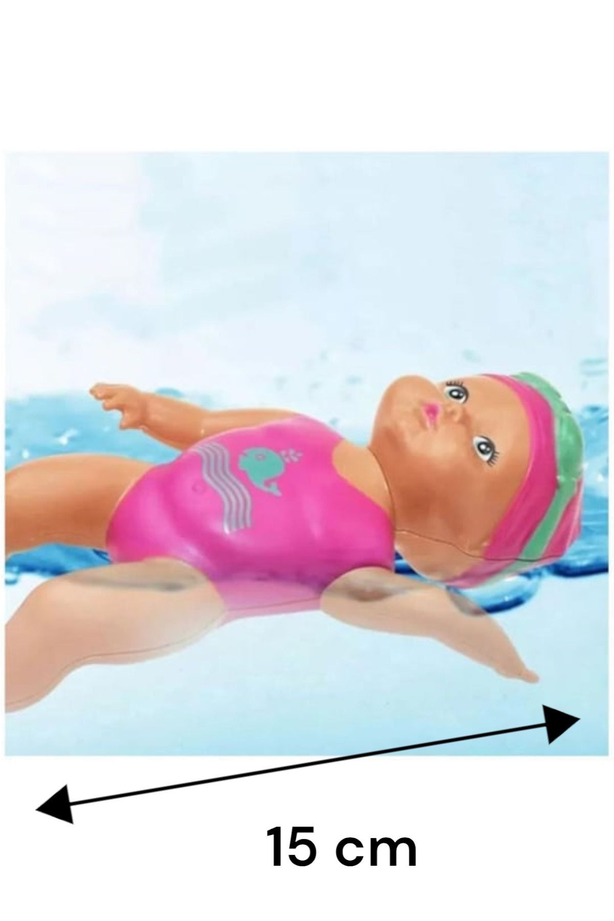 Genel Markalar Pembe suyla yüzen eğitici bebek, kurmalı, 15 cm, çocuklar için ideal oyuncak fotoğrafı 5 (önizleme)