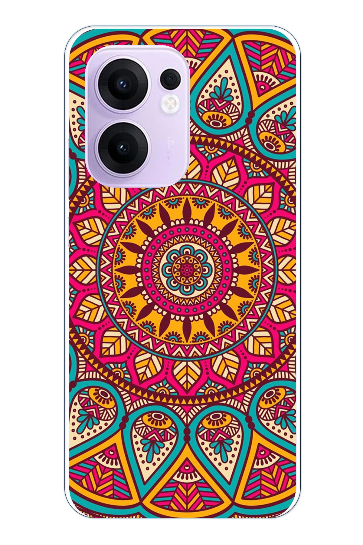 TechTree OPPO Reno 13F Uyumlu Mandala Şeffaf Silikon Kılıf