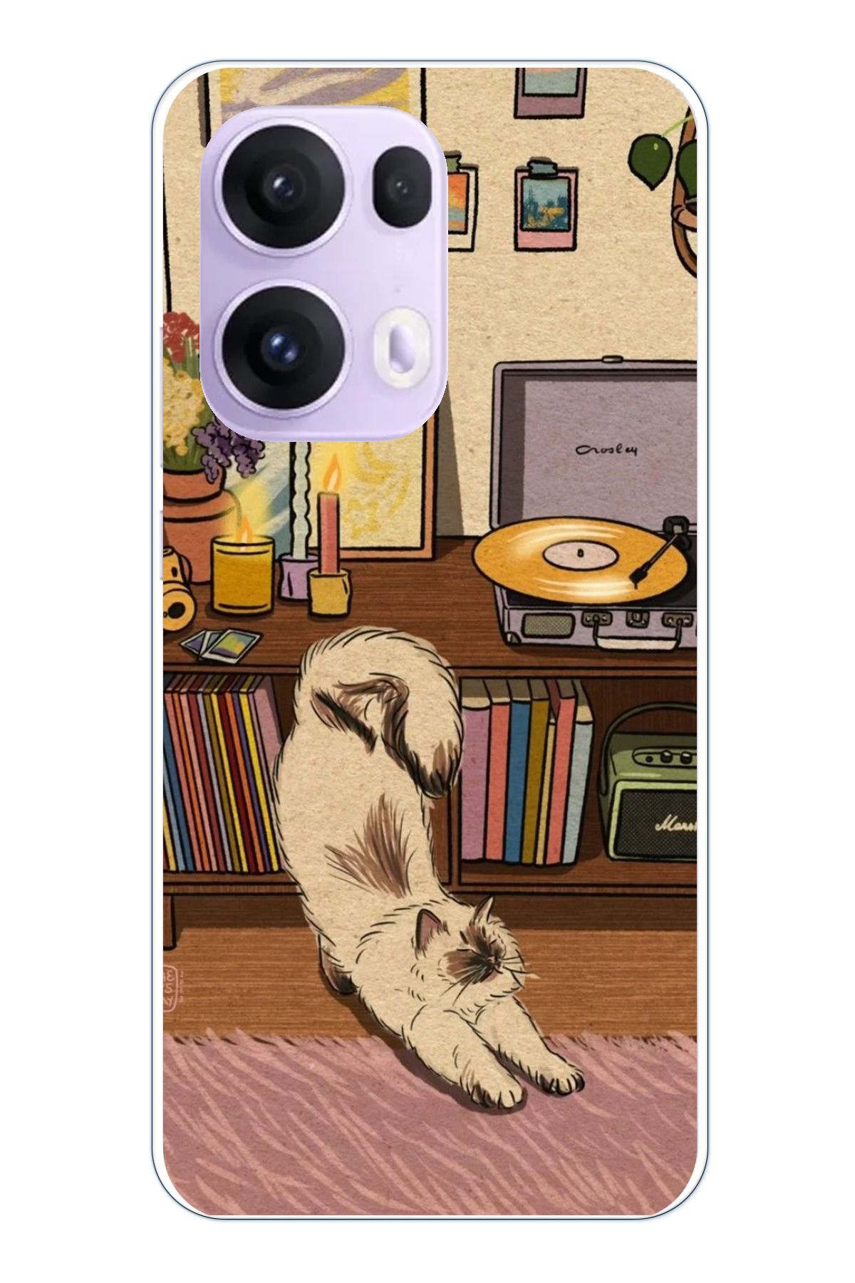 TechTree OPPO Reno 13 PRO Uyumlu Nostaljik Köpek Tasarımlı Şeffaf Silikon Kılıf