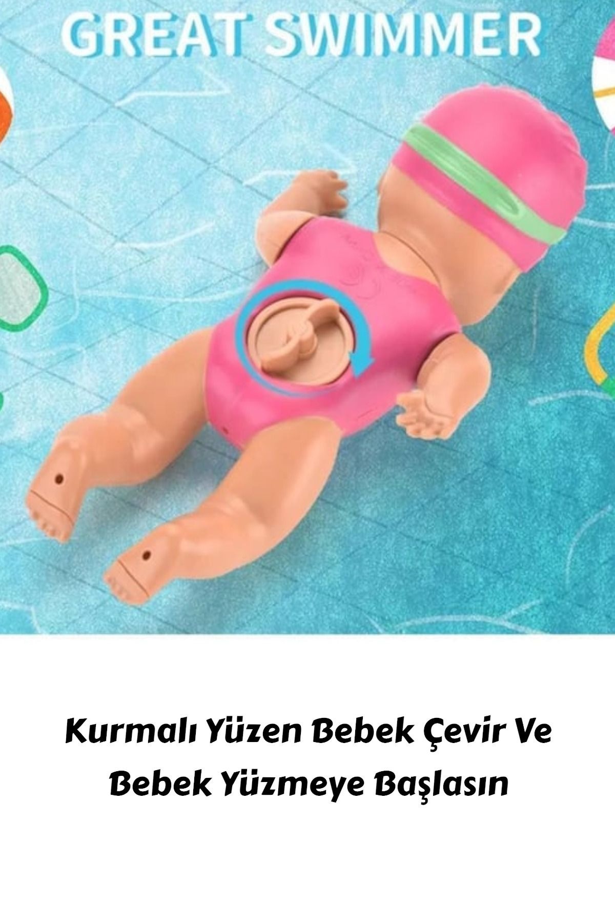 Genel Markalar Pembe suyla yüzen eğitici bebek, kurmalı, 15 cm, çocuklar için ideal oyuncak fotoğrafı 4 (önizleme)