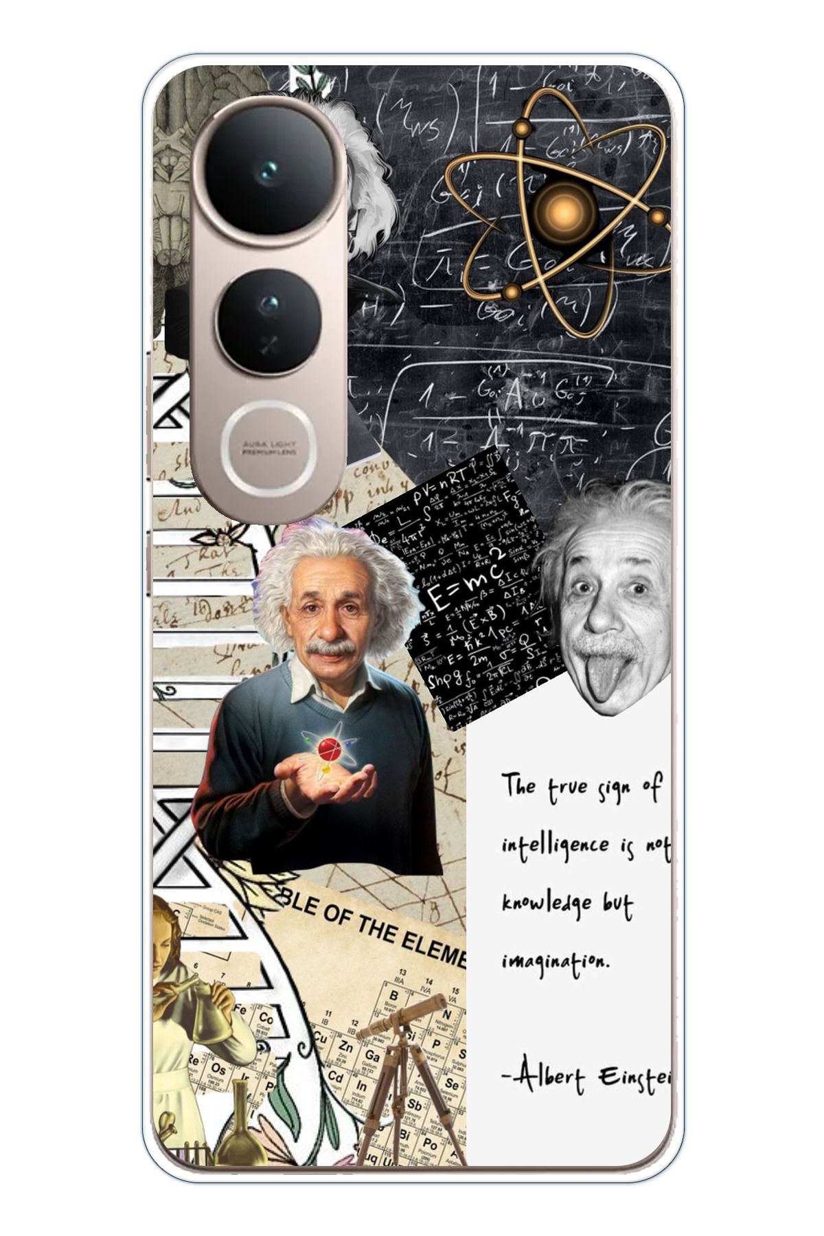 TechTree Vivo V50 Lite Uyumlu Albert Einstein Şeffaf Silikon Kılıf