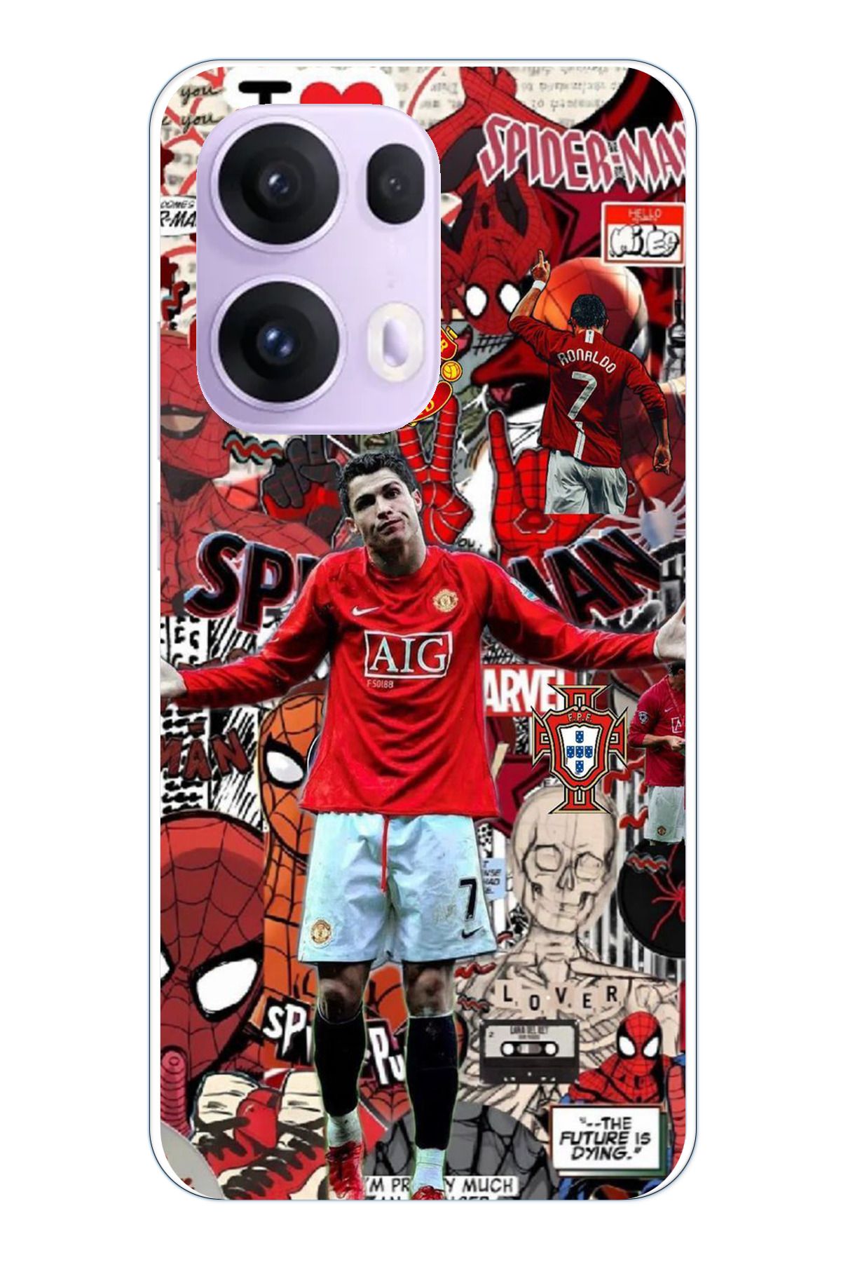 TechTree OPPO Reno 13 PRO Uyumlu Kırmızı Şeytanlar Ronaldo Tasarımlı Şeffaf Silikon Kılıf