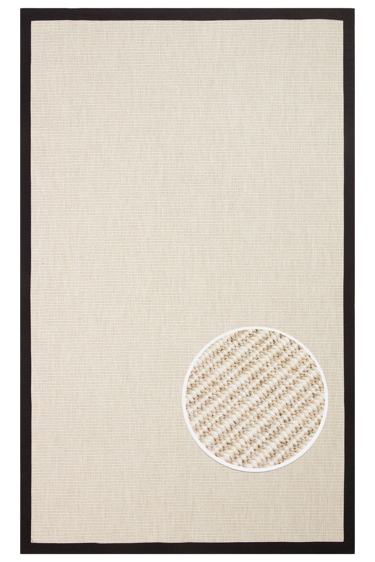 Eko Halı MAYER HALI Sisal Halı VNT 2706 CREAM BRD BLACK İç ve Dış Mekan Kullanımına Uygun Sisal