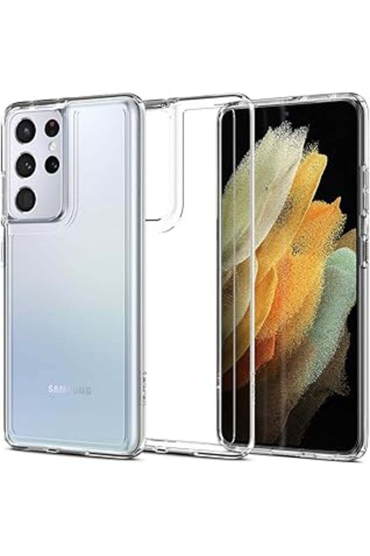 Mu Art Ahşap Galaxy S21 Ultra Kılıf Ultra Hybrid Crystal Clear - Acs02351