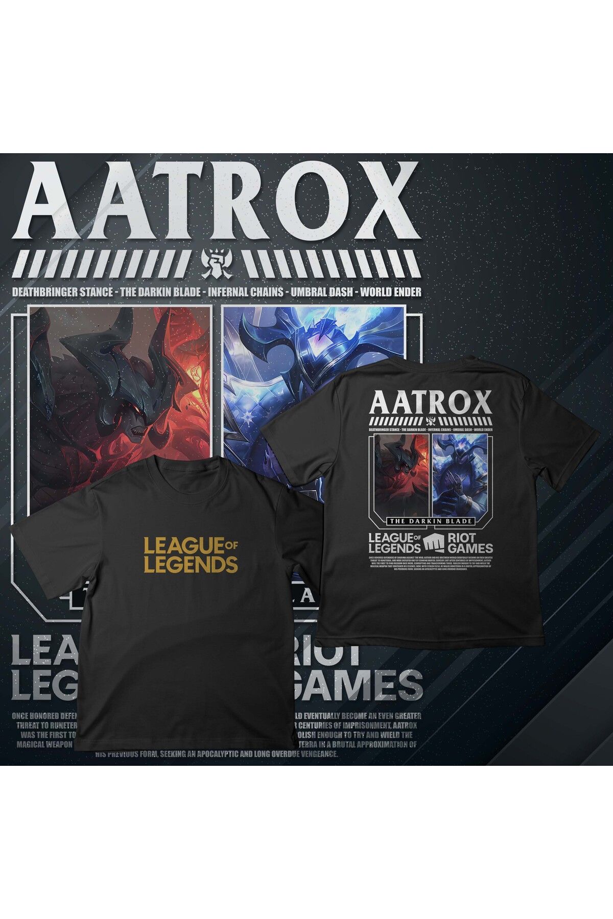EZ Design League of Legends - AATROX - Baskılı Oversize T-shirt