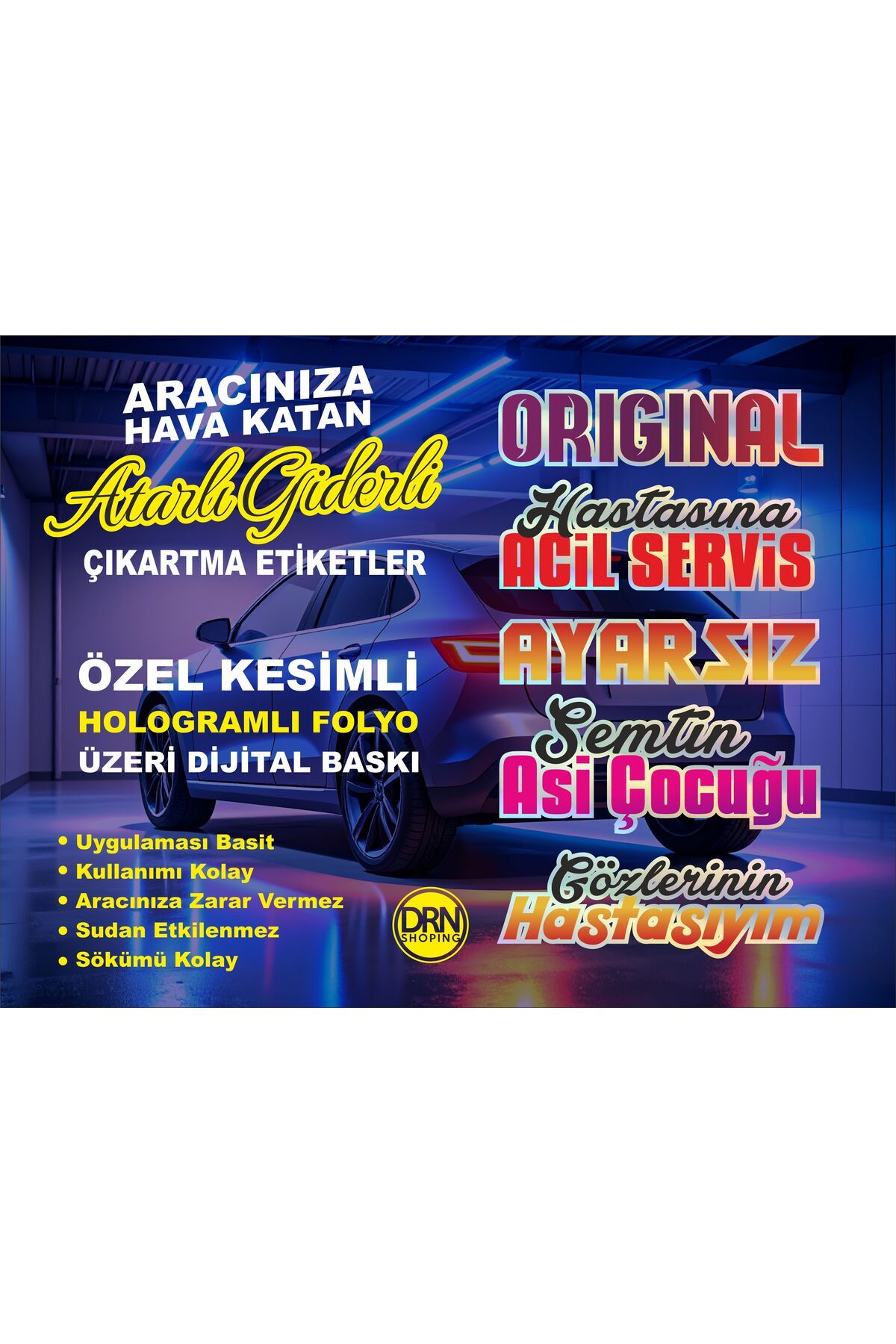 Drn Shopping Araba yazısı / etiket / cam yazısı