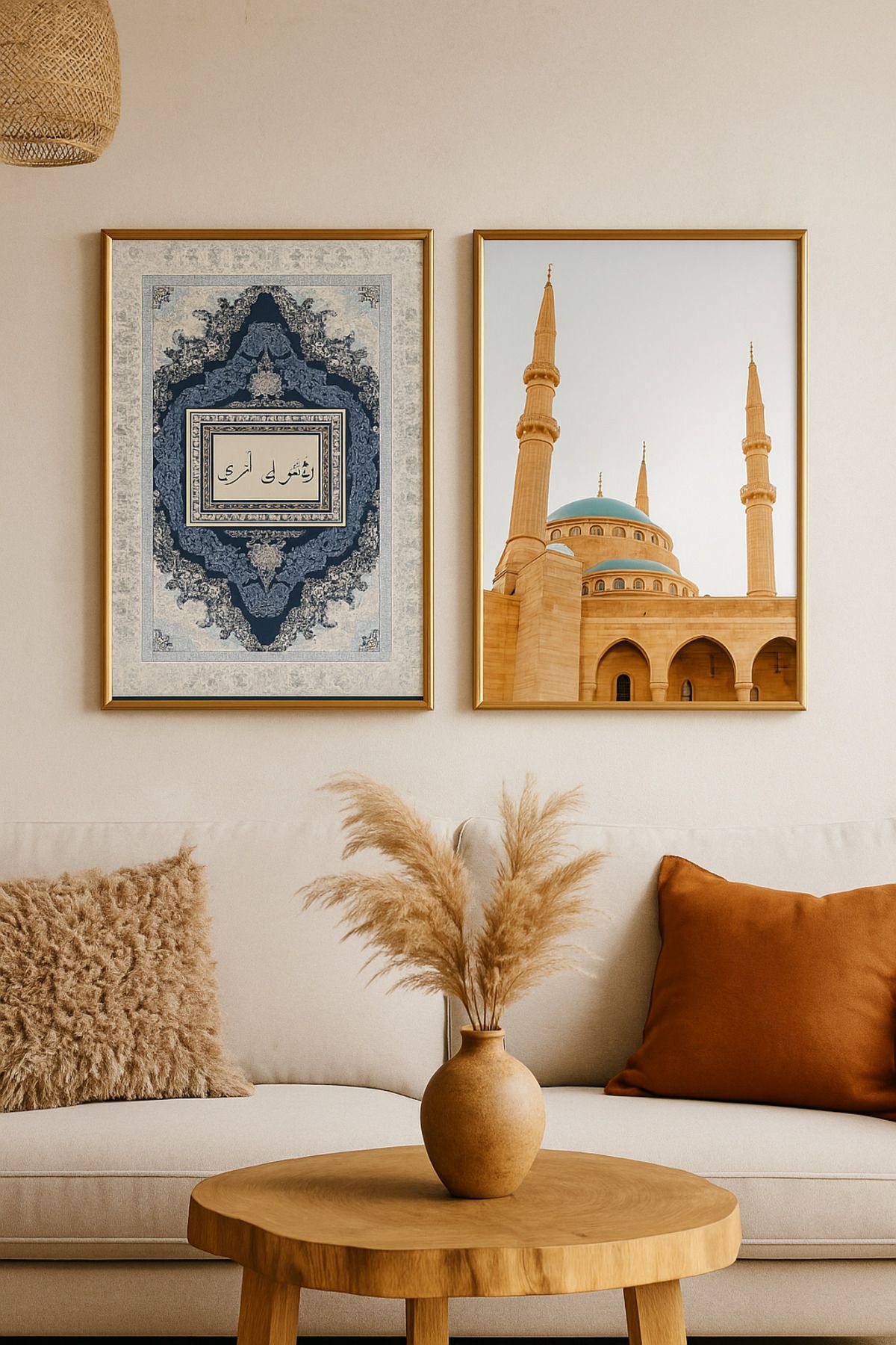 seninürünün İşimi Bana Kolaylaştır Taha Süresi 26. Ayet-Cama Baskı Gold Alüminyum Metal Çerçeveli 2'li DiniTablo