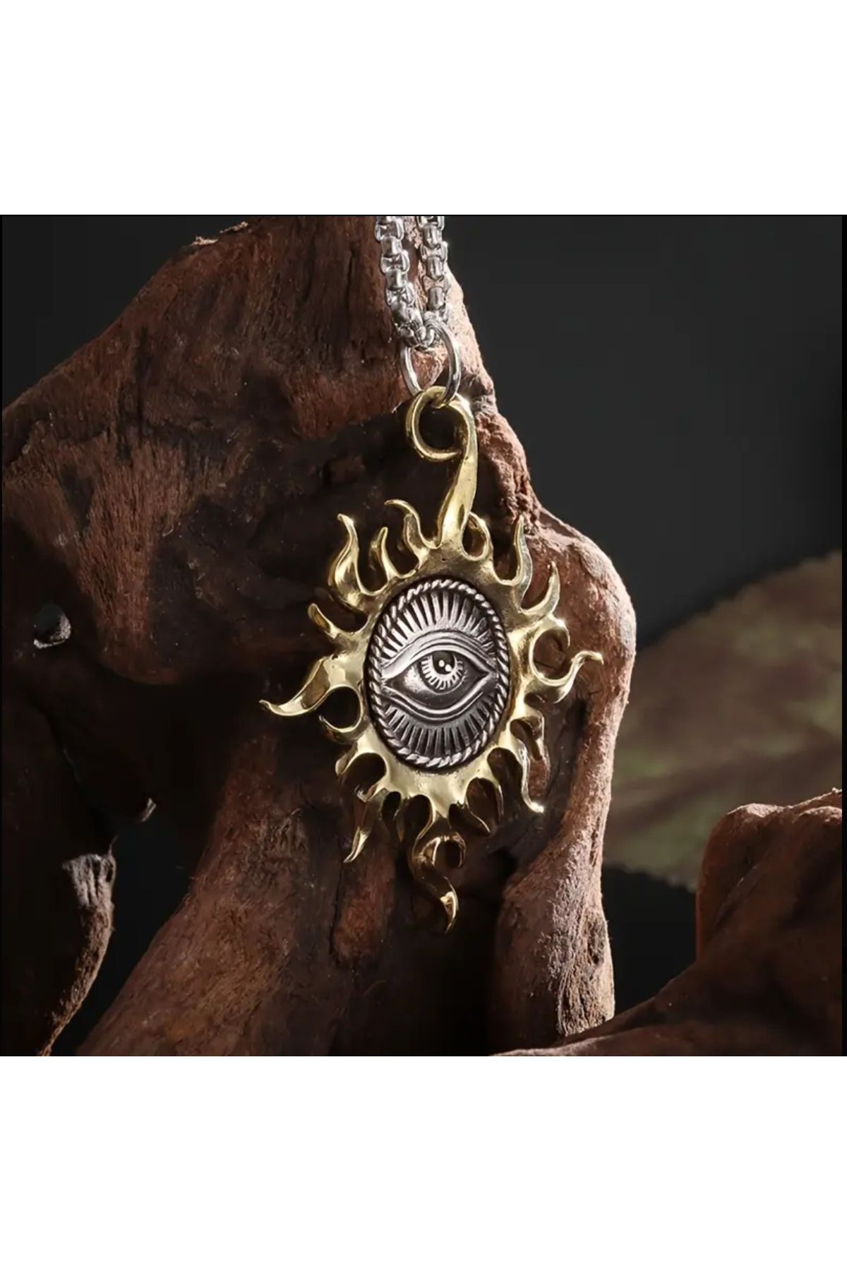 ORGANICYOU YIWU Yeni Moda Retro Tüm Gören Göz Güneş Tanrısı Kolye, Amulet Kaya Parti
