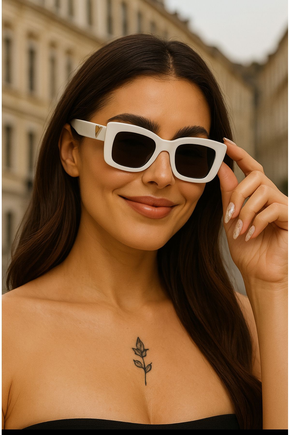 Shoprica Kaliteli Plastik & Uv400 Cam Beyaz Kadın - Erkek Gözlük