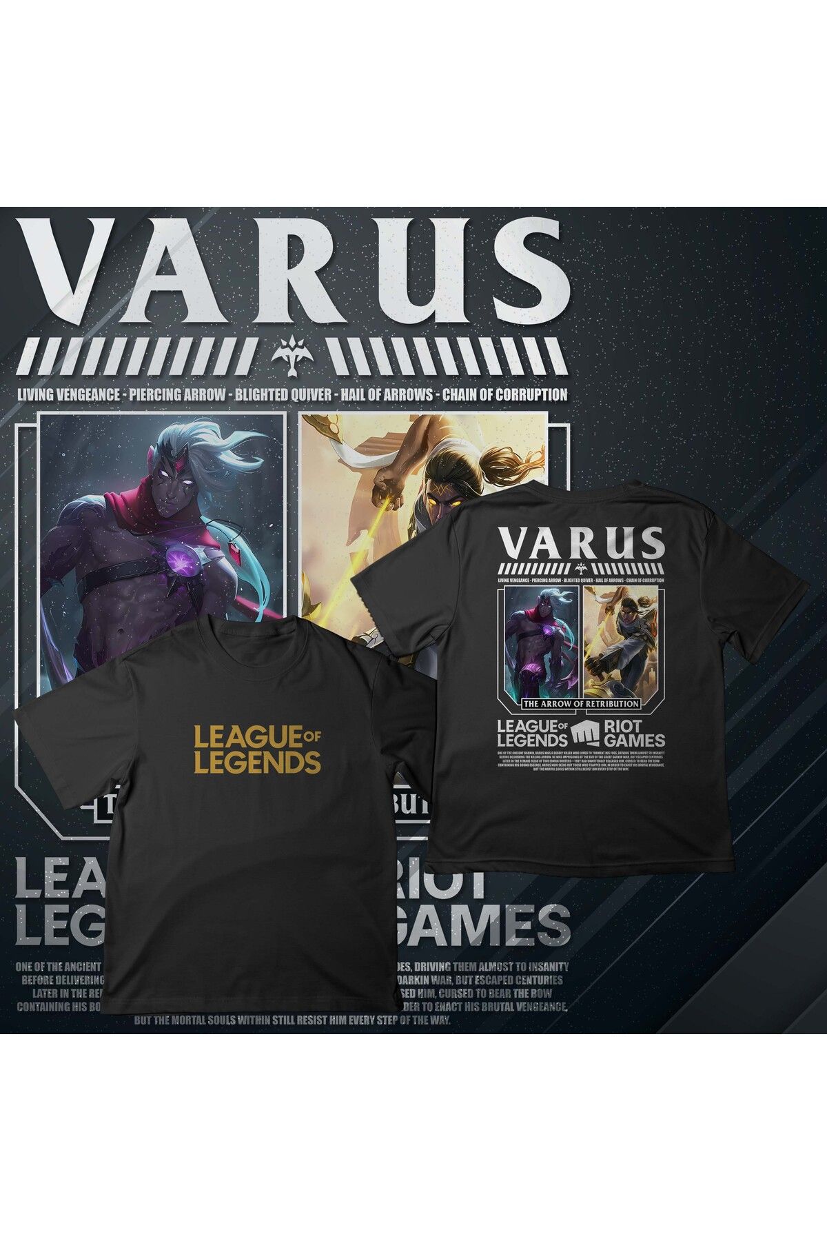 EZ Design League of Legends - VARUS - Baskılı Oversize T-shirt