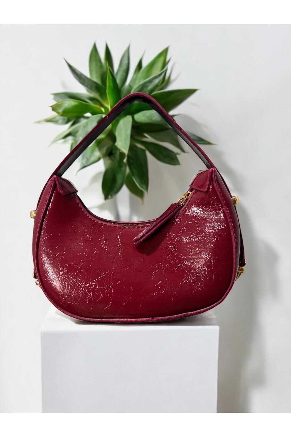 FURMELİA WOMAN Kadın Bordo- Gold Mini Ayarlanabilir Saplı Abiye Çanta( Mini Boydur Ölçüleri Mevcuttur)