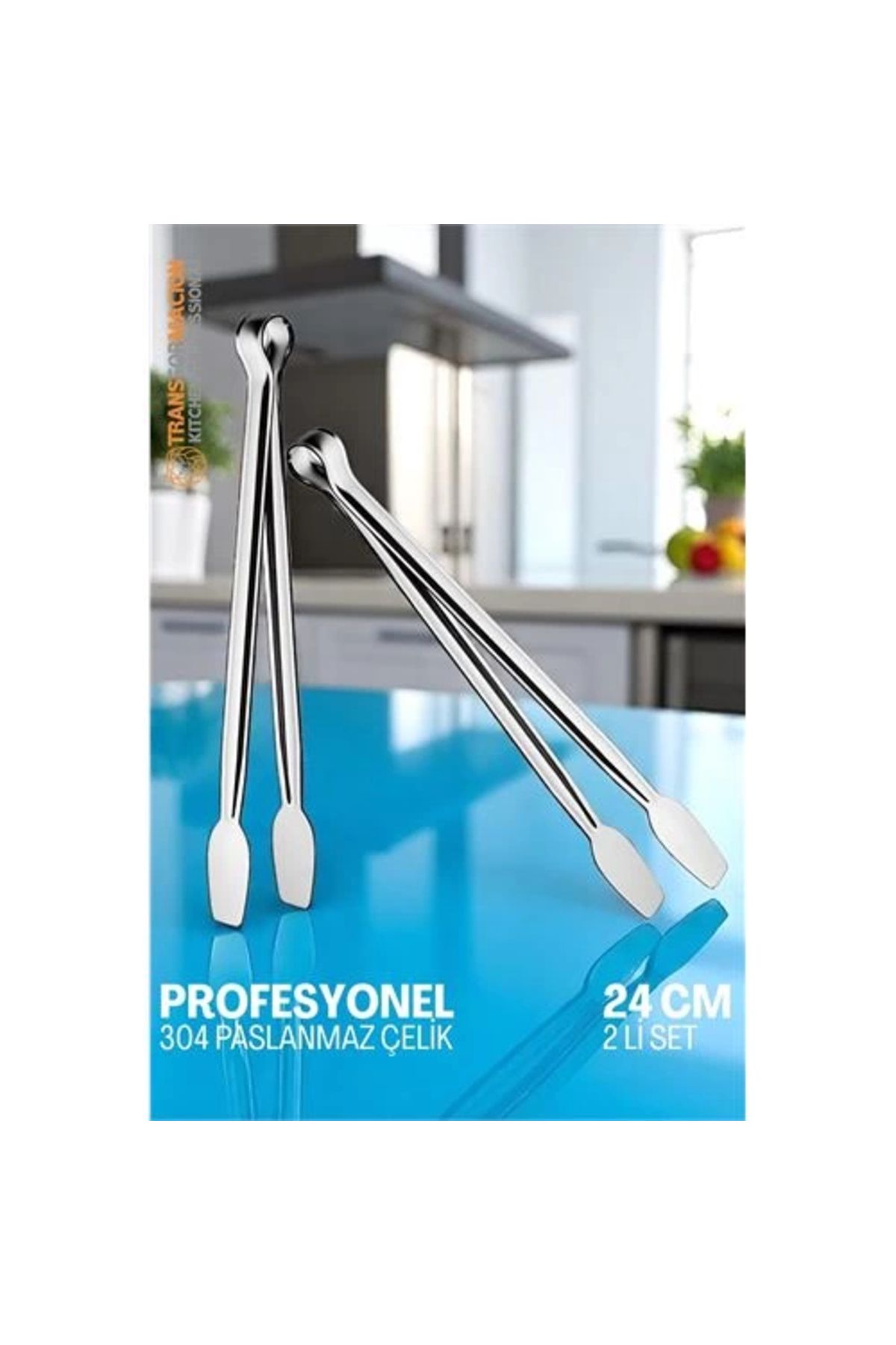 CANSA Mutfak Maşası - Mangal Barbekü Maşası - Izgara Maşası Tava Maşası Çelik 24 Cm