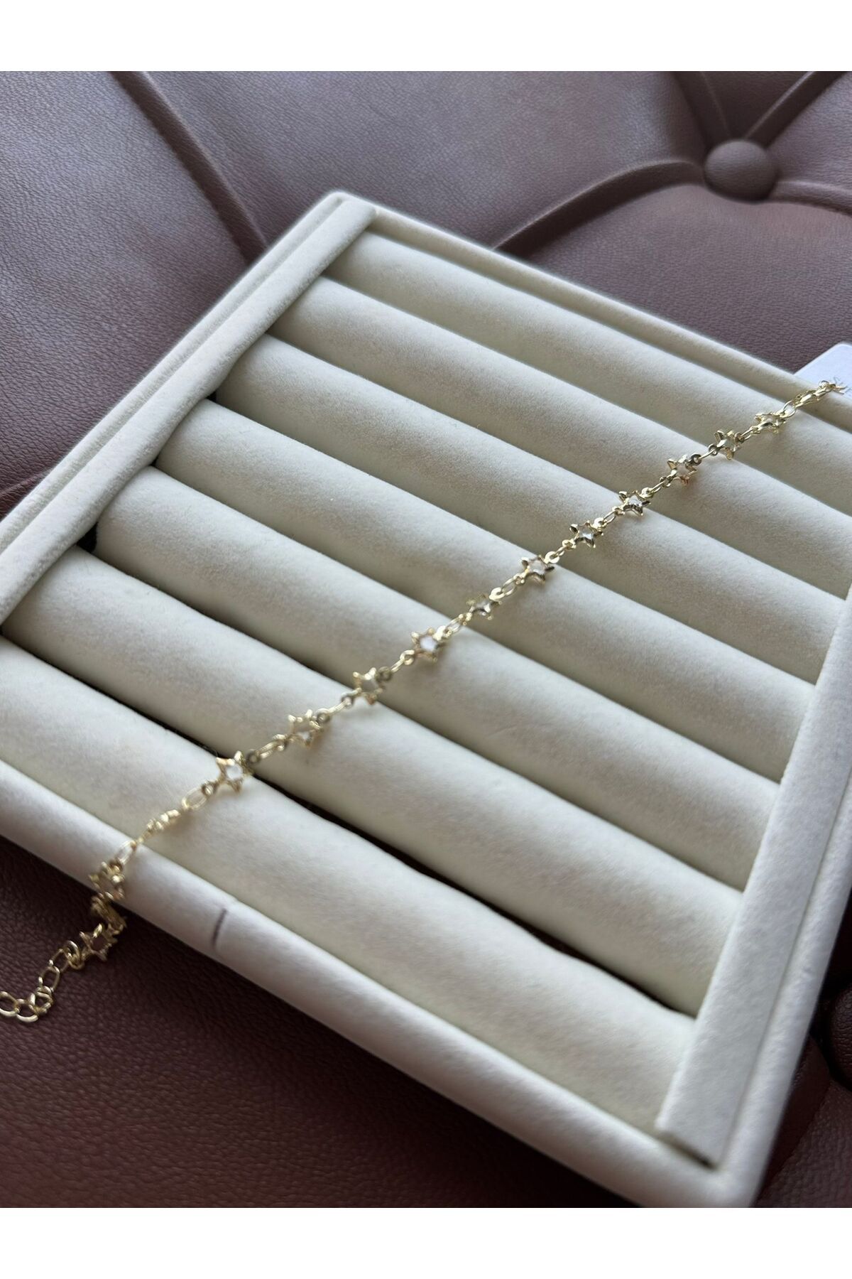 MODA Şeffaf Yıldız Boncuklu 14k Çelik Halhal 27 cm