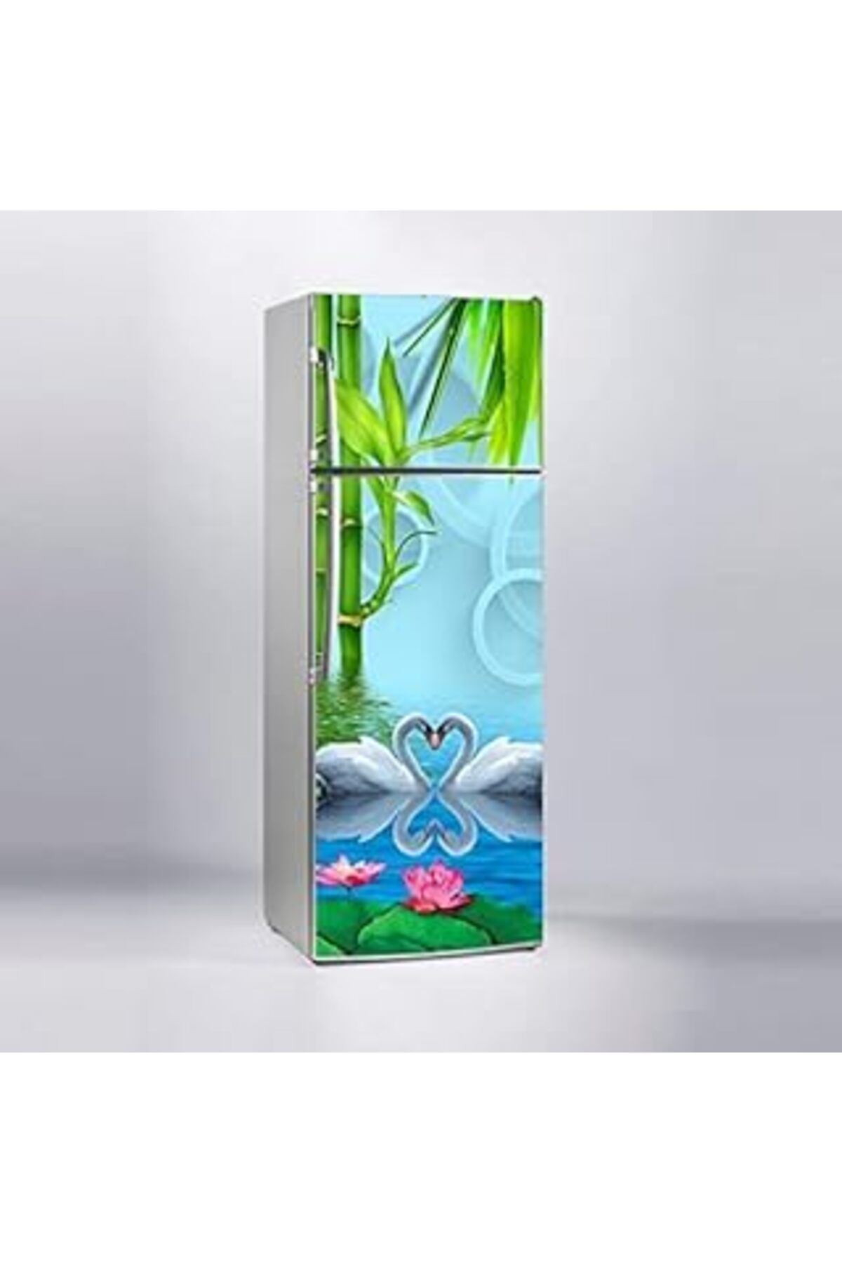 Mu Art Ahşap Buzdolabı Sticker Kaplama Dolap Kaplama Etiketi Bambu Kuğu