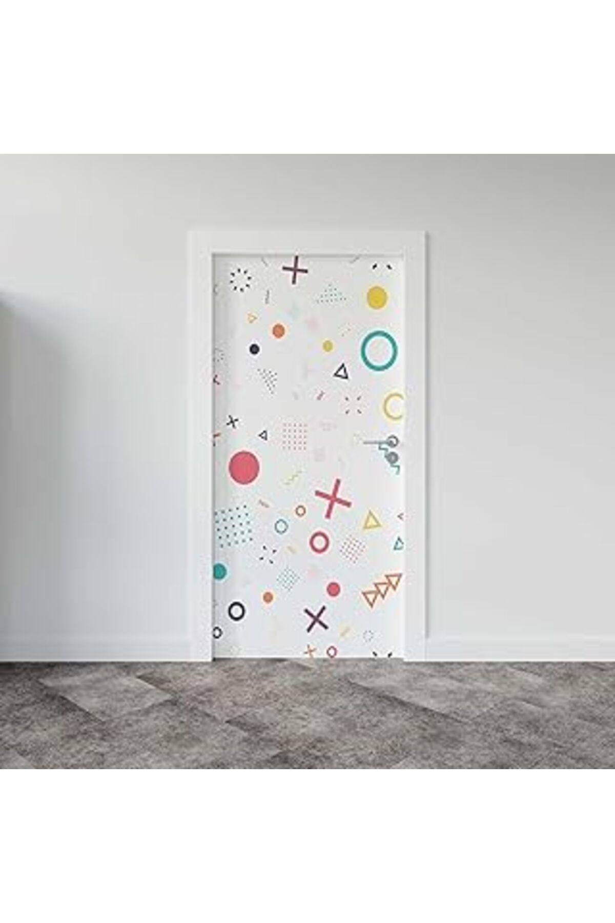 Mu Art Ahşap Kapı Giydirme Kapı Sticker Folyosu Geometrik Şekiller