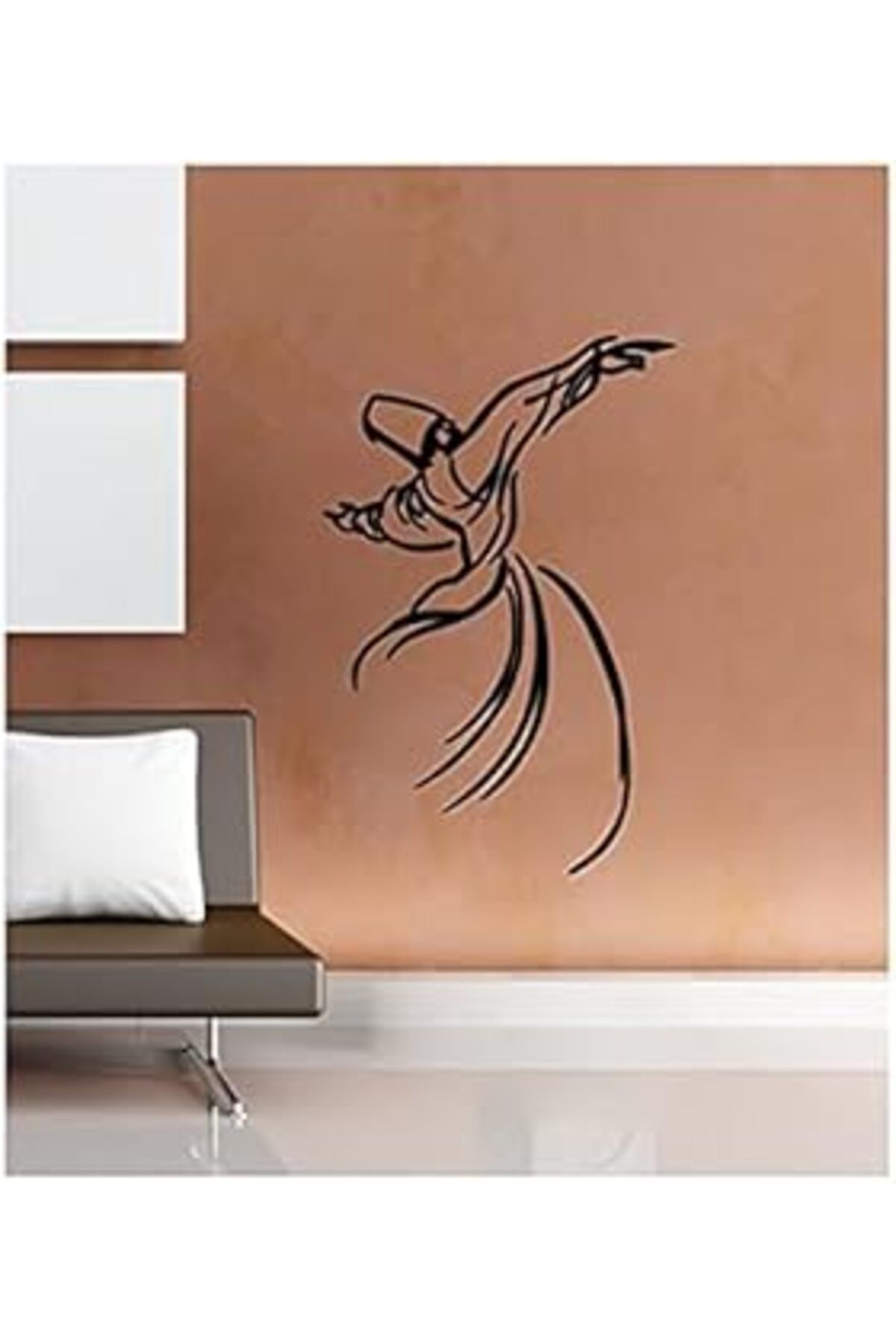 Mu Art Ahşap Semazen Kadife Duvar Sticker 40x67 Cm Duvar Dekorasyon Oda Dekoru Sticker Duvar Kaplama Duvar Stick