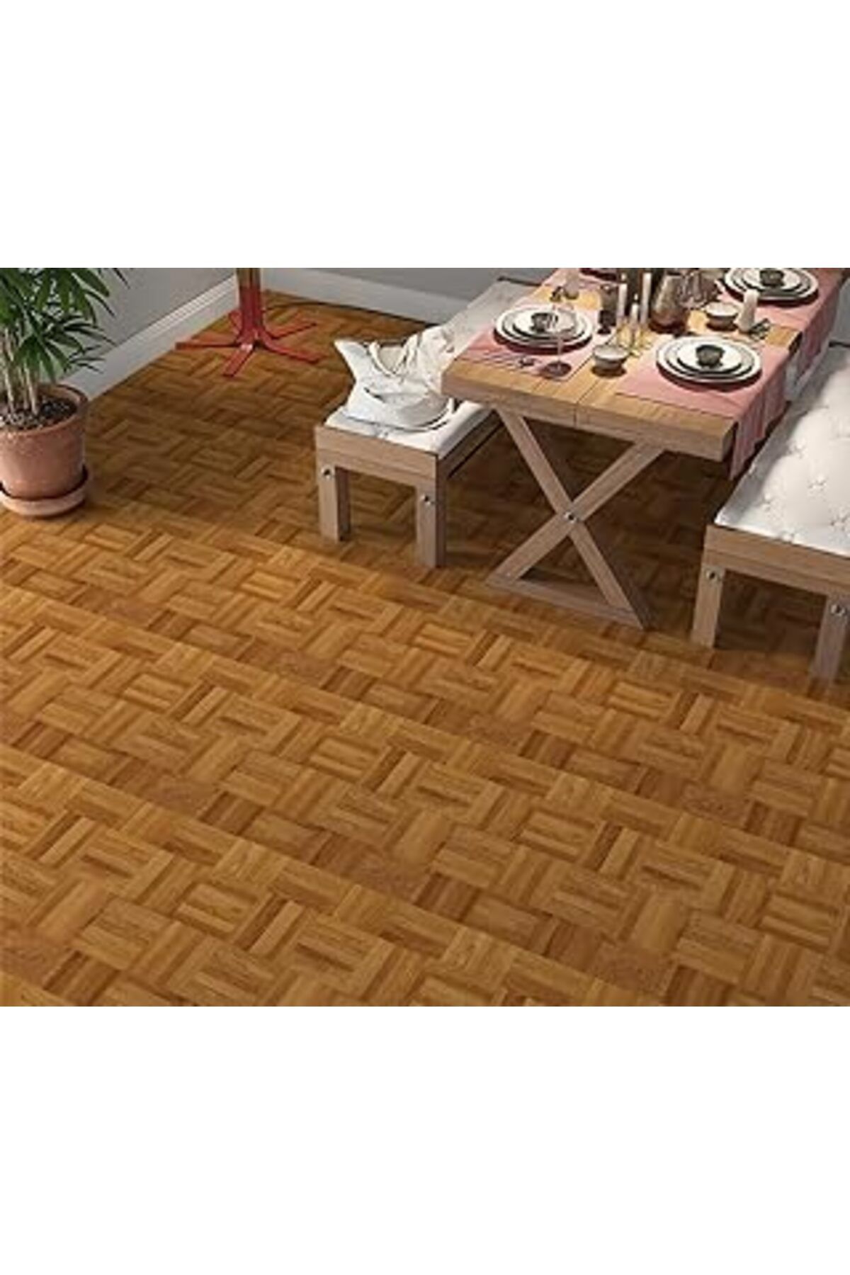 Mu Art Ahşap Stickerart Yer Kaplama Zemin Kaplama Folyosu 65X130 Cm Wooden Parquet