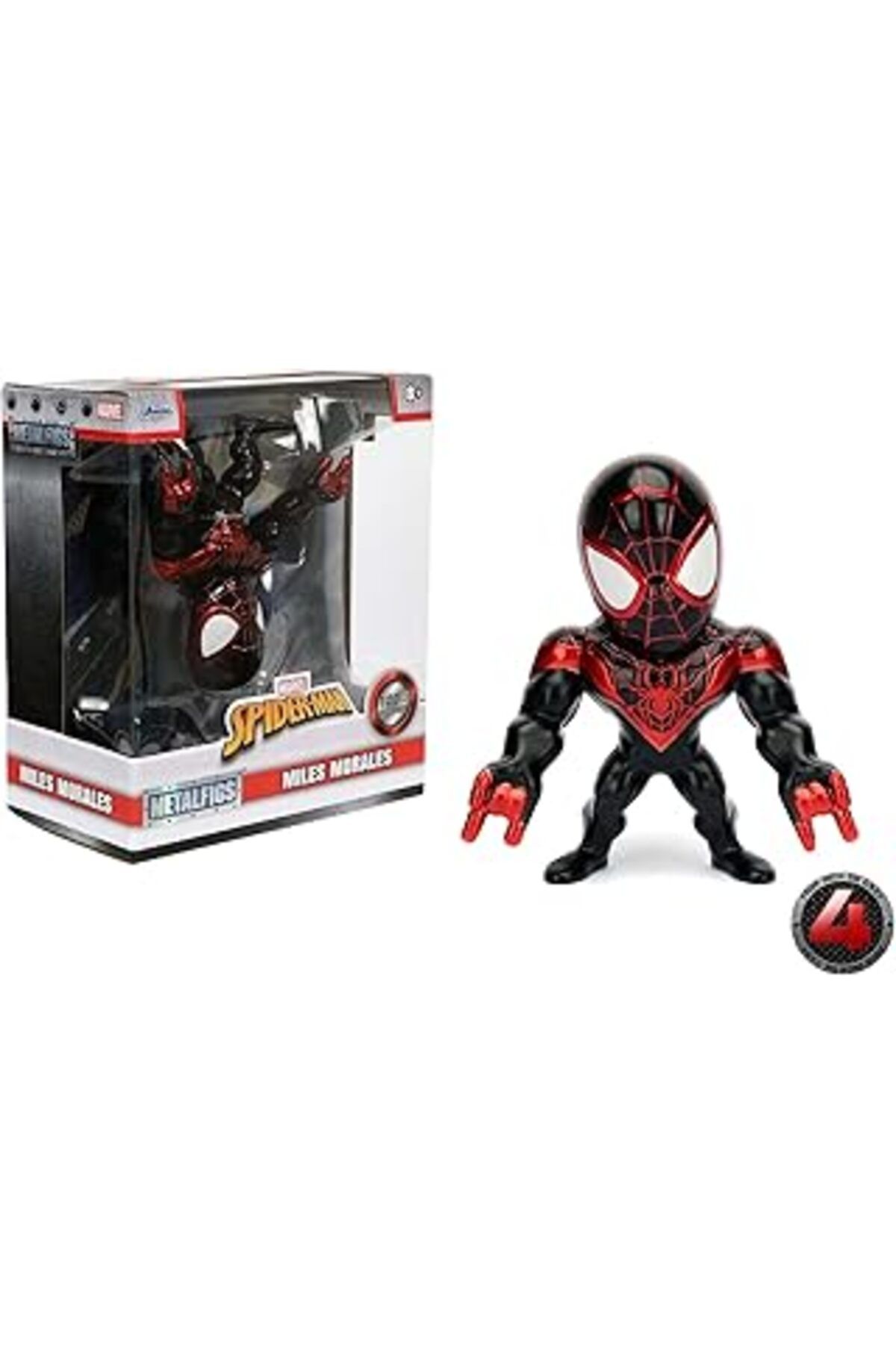 Mu Art Ahşap Jazwares – 97959 – Metal Figs – Marvel Figür: Miles Morales Spider-man, 4 Inç
