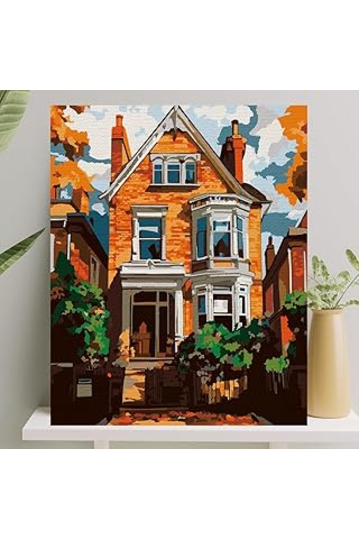 Qedii Sayılarla Boyama Tuval Seti Fırça Boya Dahil (Çıtalı) 40X50 Cm - Güz