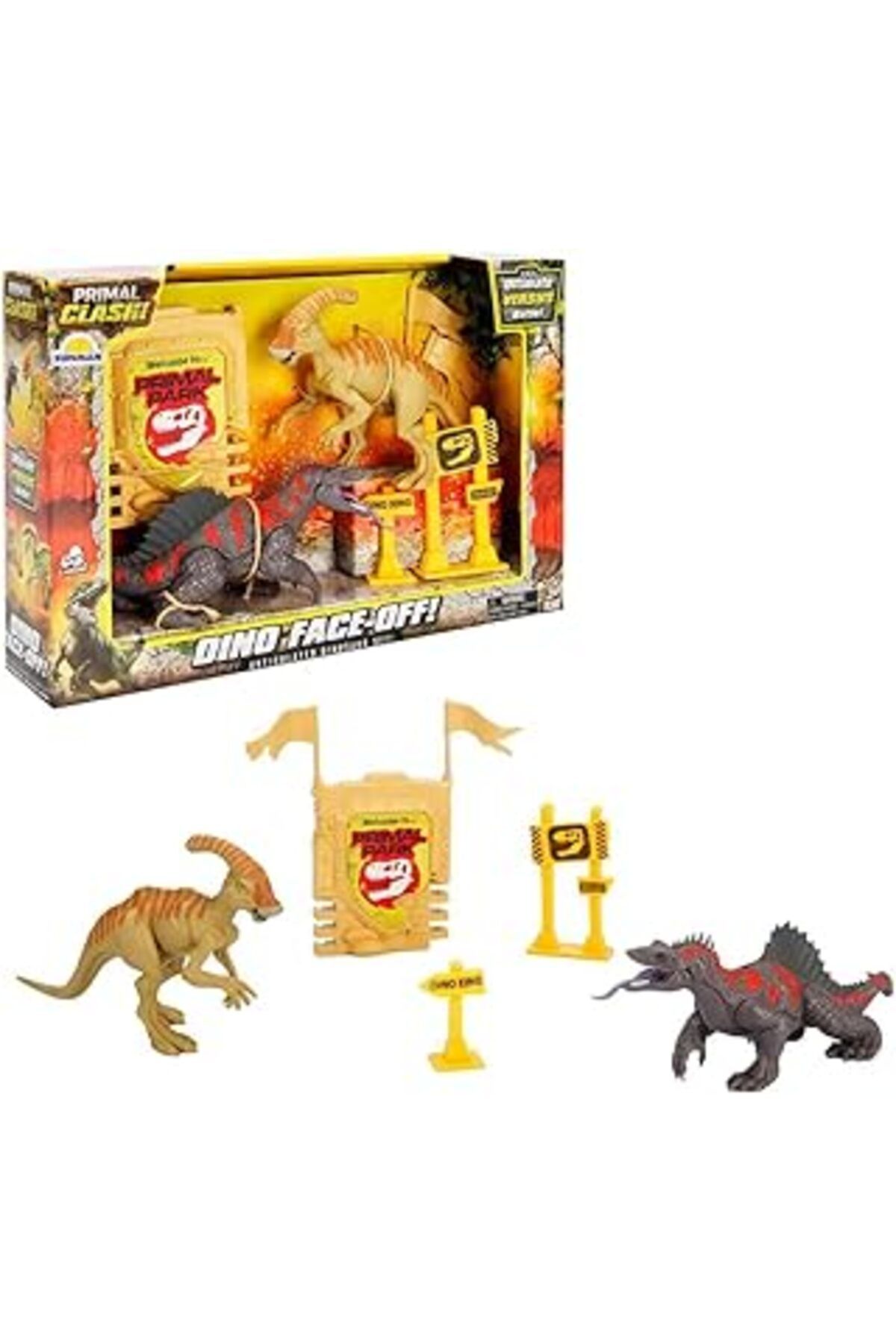 Qedii Primal Clash 2'Li Dinozor Savaşı Oyun Seti - Trimetrodon Vs Parasaur