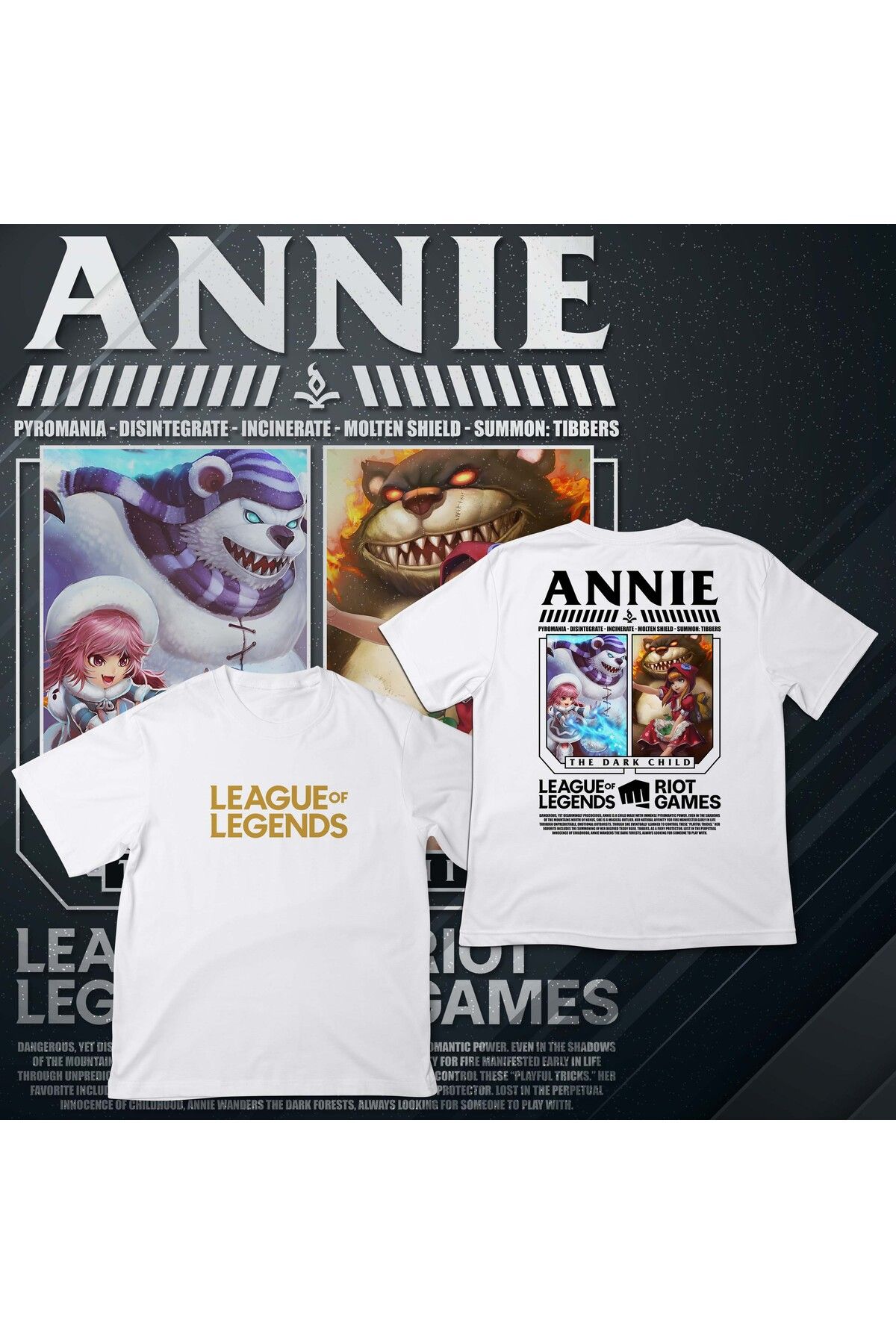 EZ Design League of Legends - ANNIE - Baskılı Oversize T-shirt