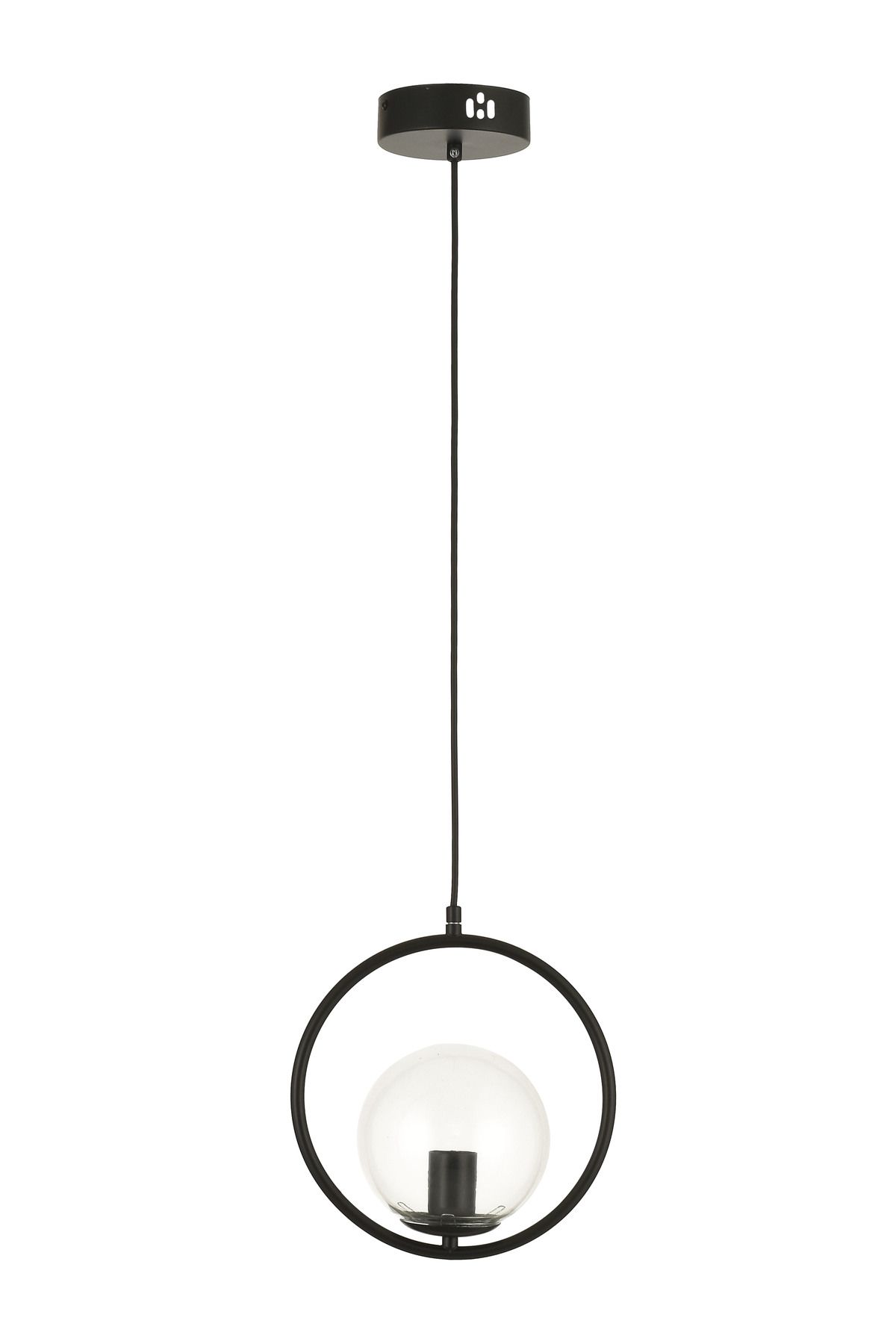 Avizemoda Serra Çember Şeffaf Camlı Salon Oturma Odası Modern Sarkıt Avize - Siyah