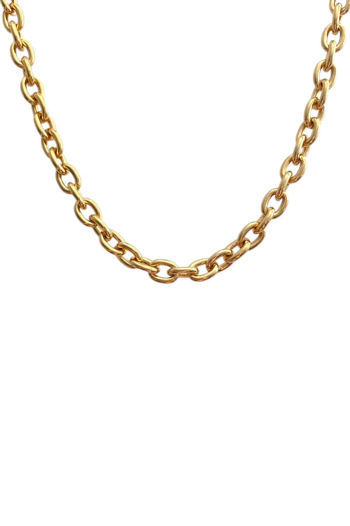 Bonnjerra Jewellery Altın Kaplama Kalın Oval Belcher Chain Zincir Kolye
