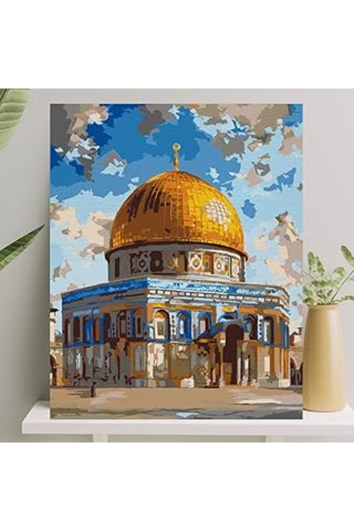 Qedii Sayılarla Boyama Tuval Seti Fırça Boya Dahil (Çıtalı) 40X50 Cm - Mescid-I Aksa