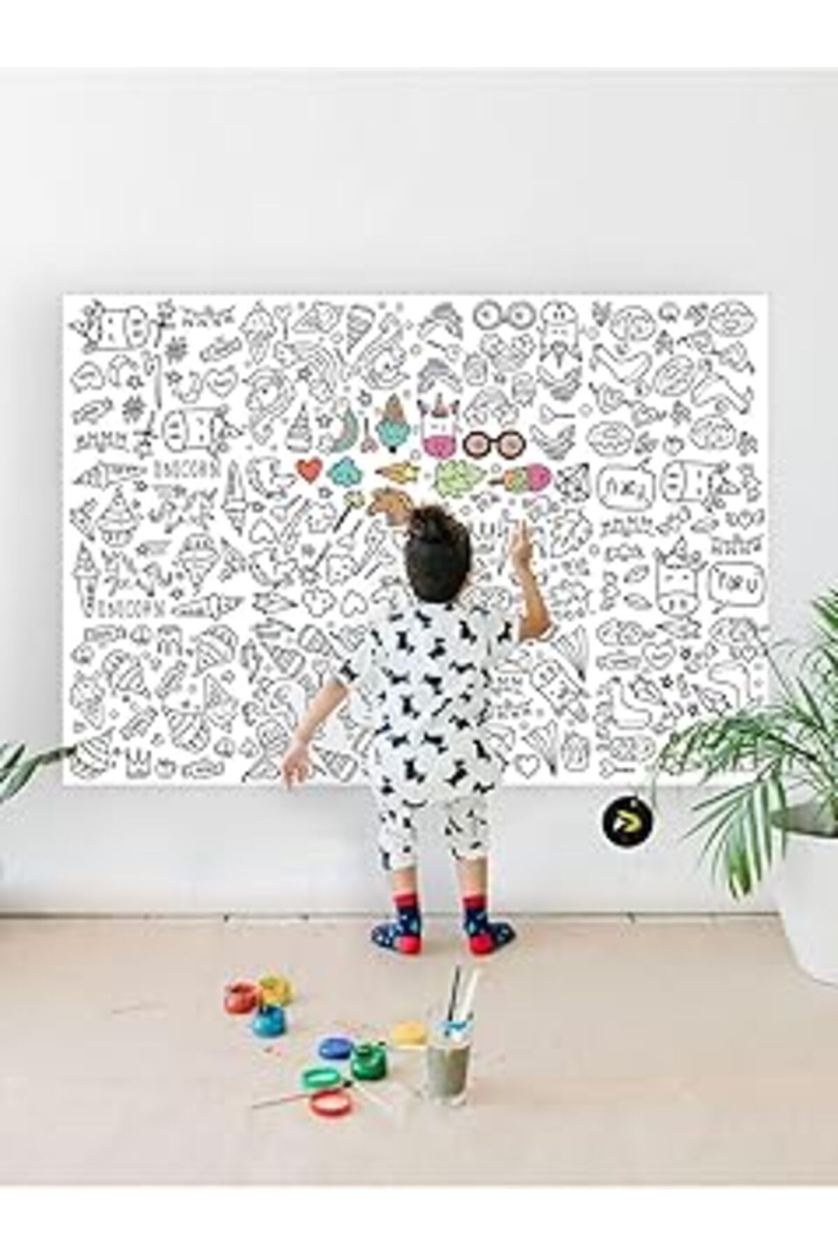 Mu Art Ahşap Postermanya (PSTER21324) Unicorn, Tek Boynuzlu At Eğitici Dev Boyama Kağıdı, Çocuklar Aktivite Boya