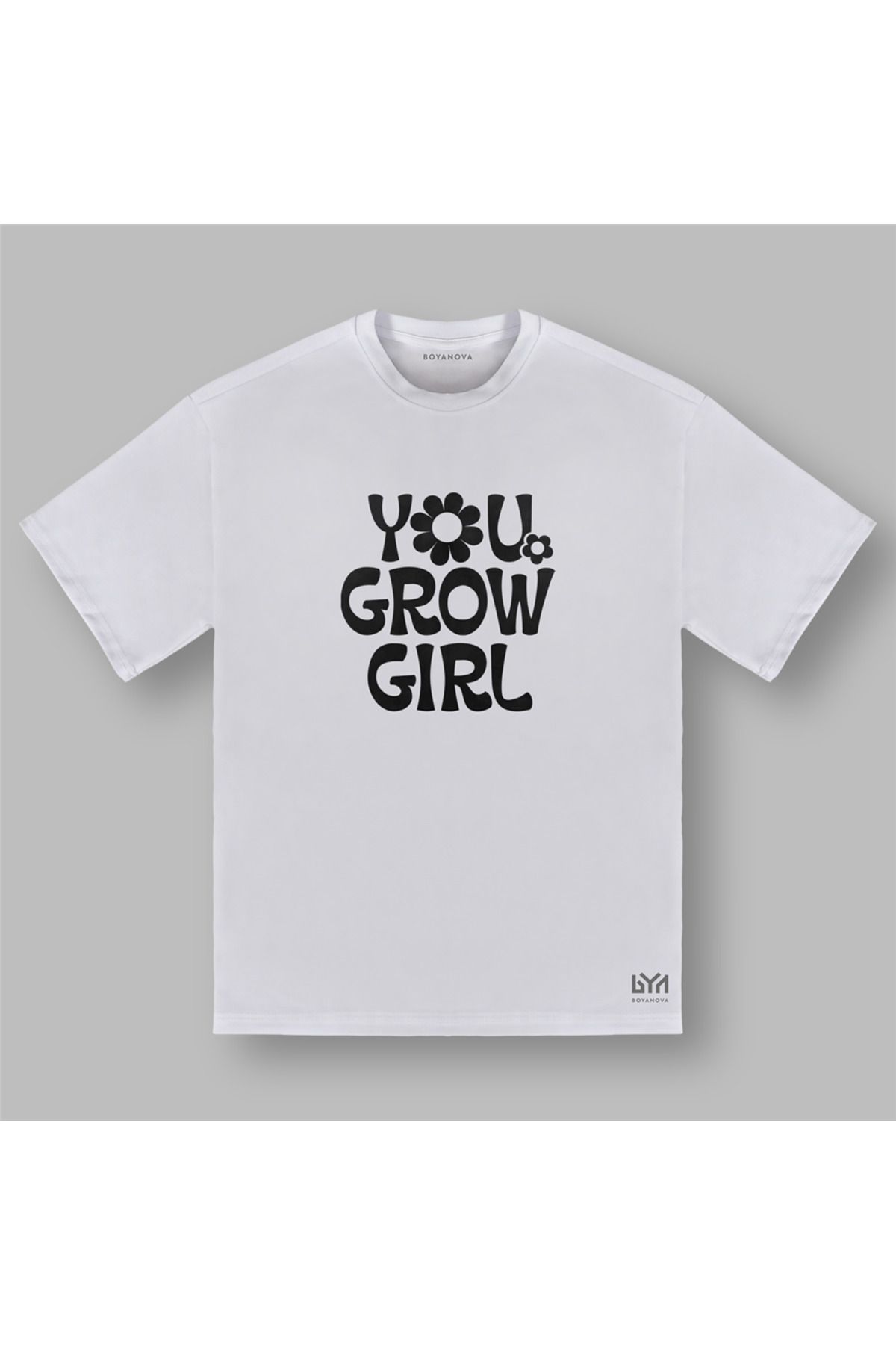 BOYANOVA You Grow Girl Kadın Oversize Beyaz Tişört