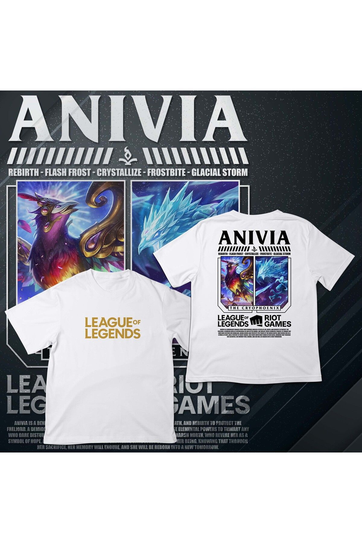 EZ Design League of Legends - ANIVIA - Baskılı Oversize T-shirt