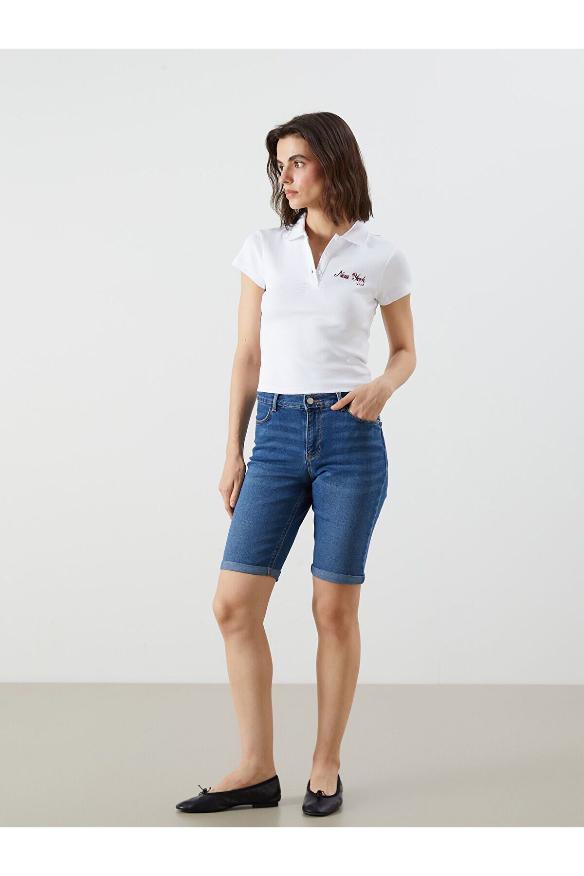 LC Waikiki Dar Fit Kadın Jean Şort