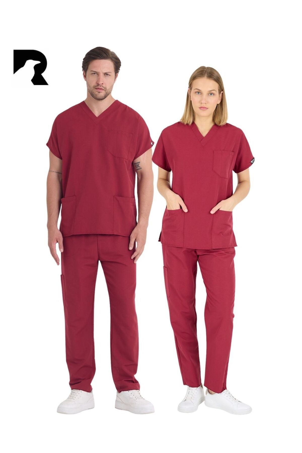 KARGA ÜNİFORMA Bordo Takım Unisex Yarasa Kol Hemşire Ve Doktor Forması Takımı Scrubs Hastane Üniforması